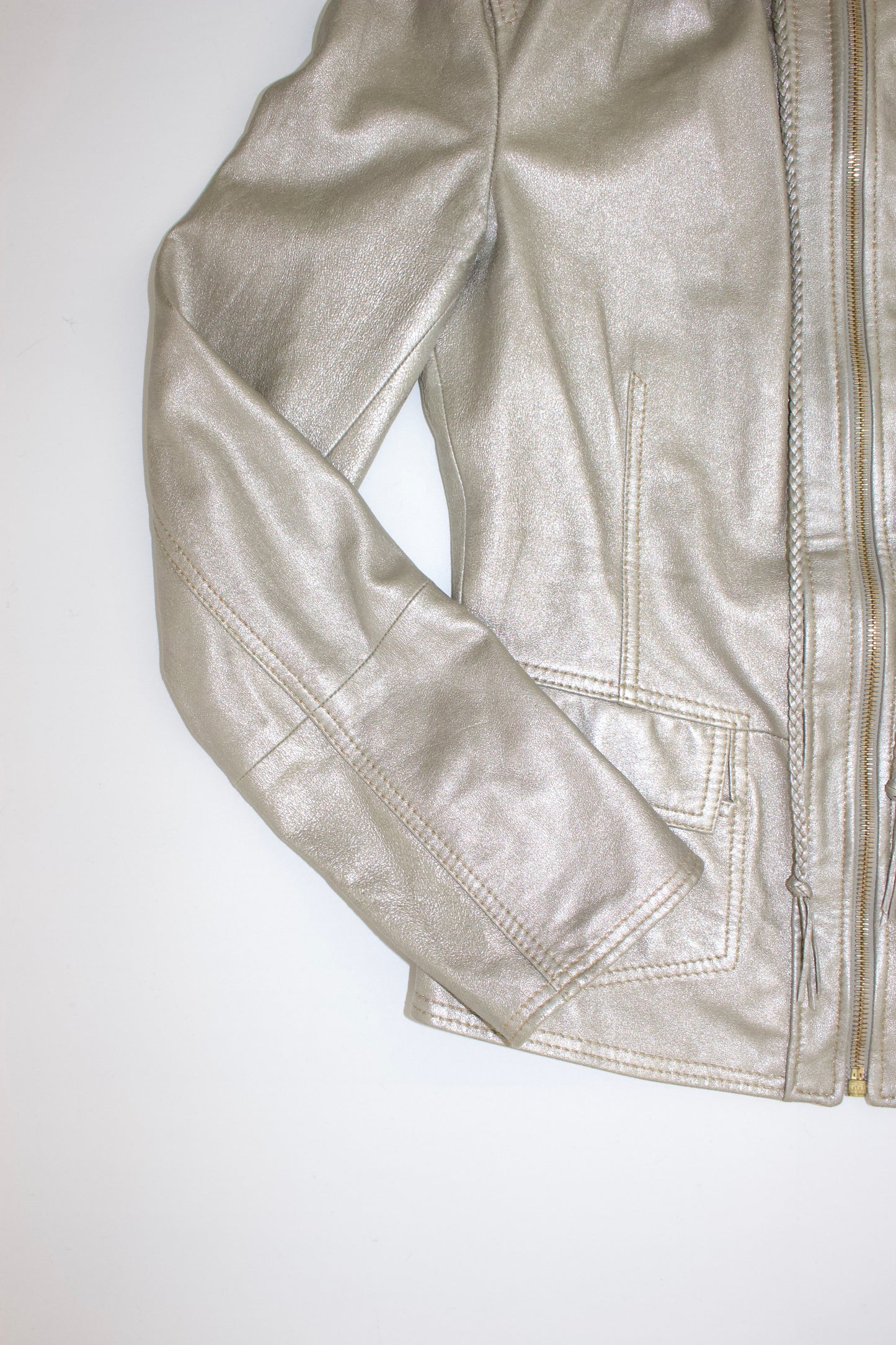 Roberto Cavalli 2000s silver leather jacket