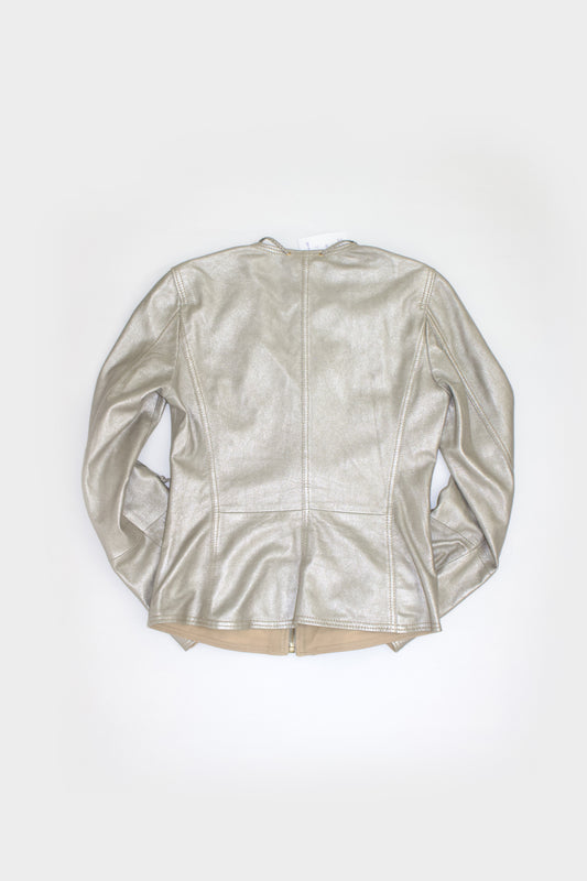 Roberto Cavalli 2000s silver leather jacket