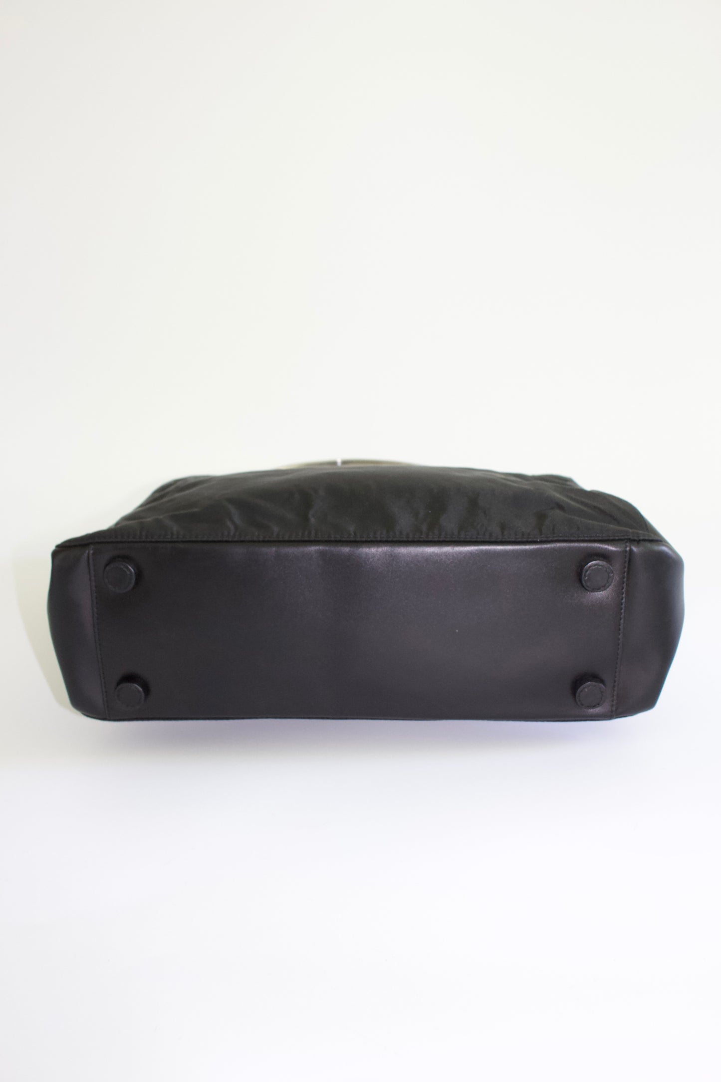 Prada FW 1998 black nylon shoulder bag with metal handle