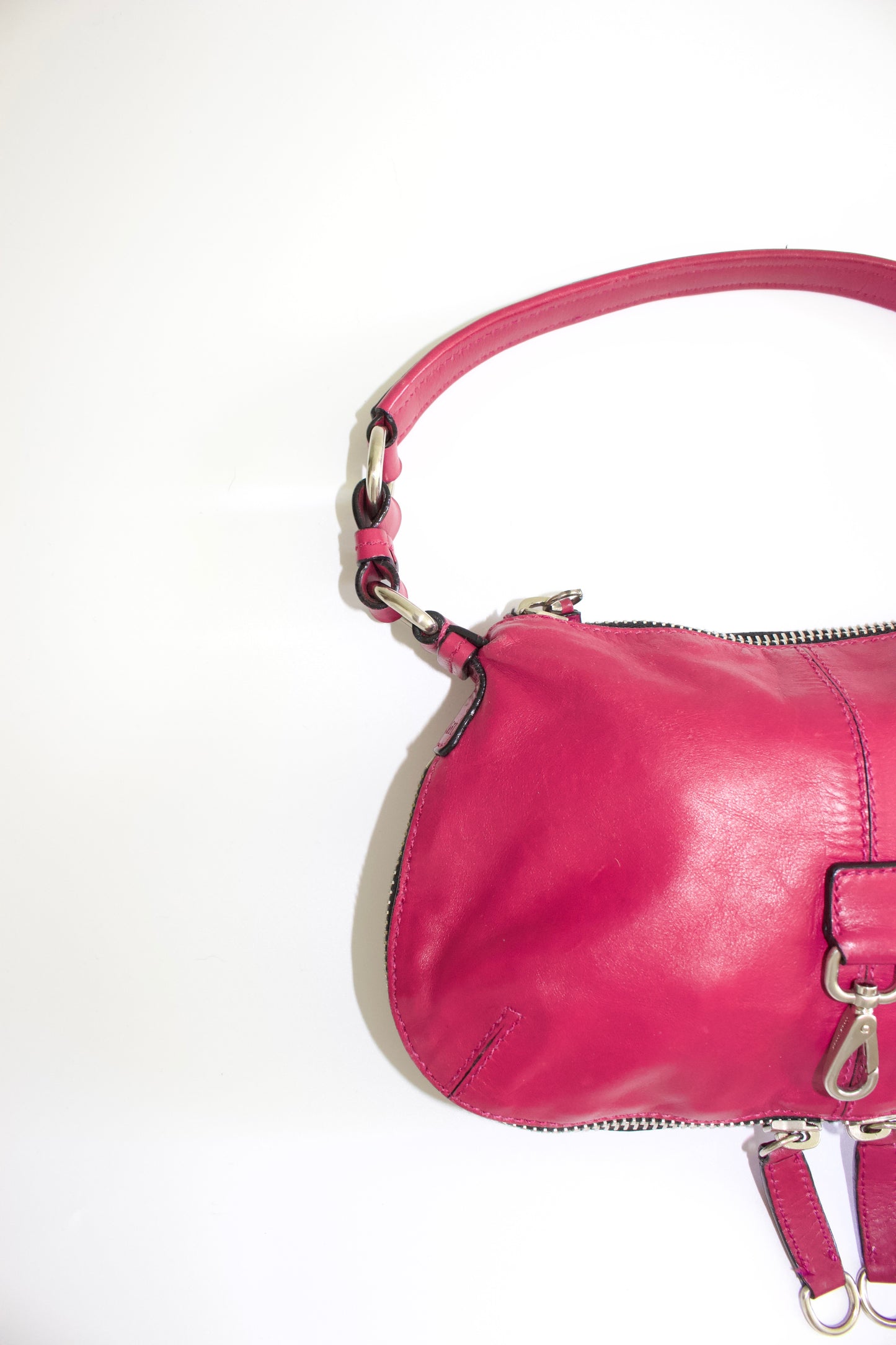 Miu Miu pink leather shoulder baguette