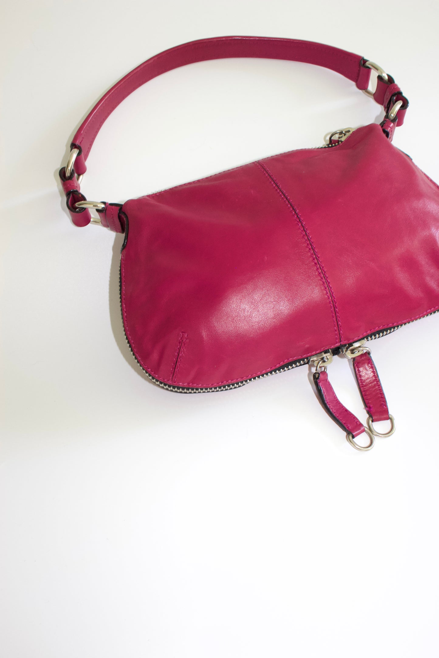 Miu Miu pink leather shoulder baguette