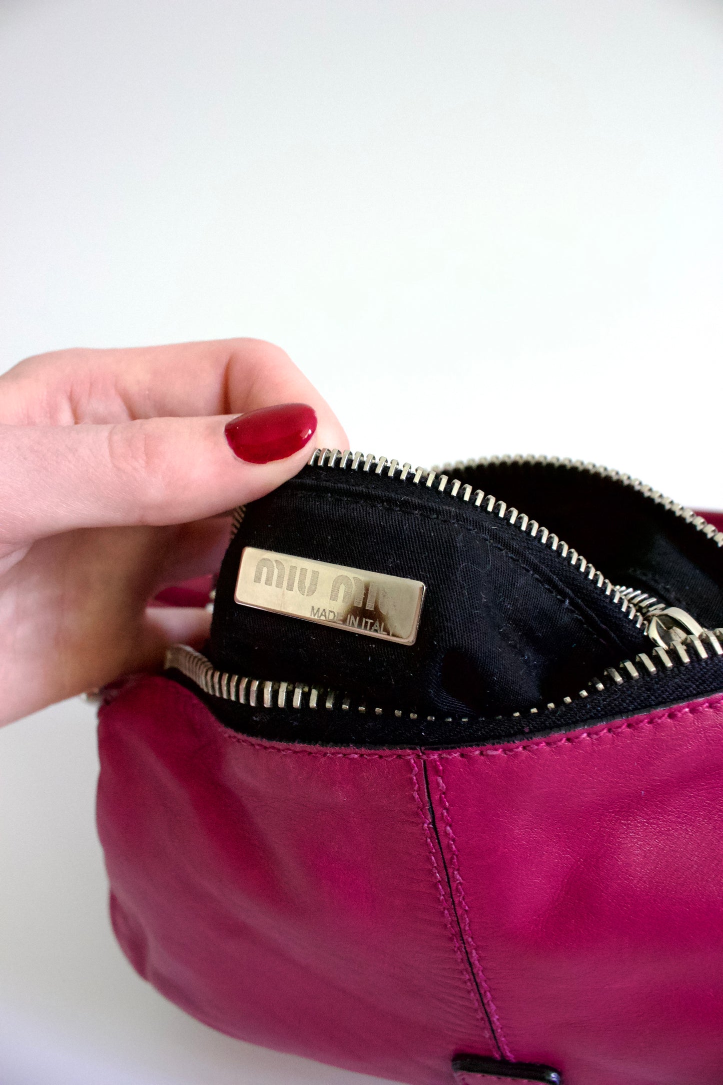 Miu Miu pink leather shoulder baguette