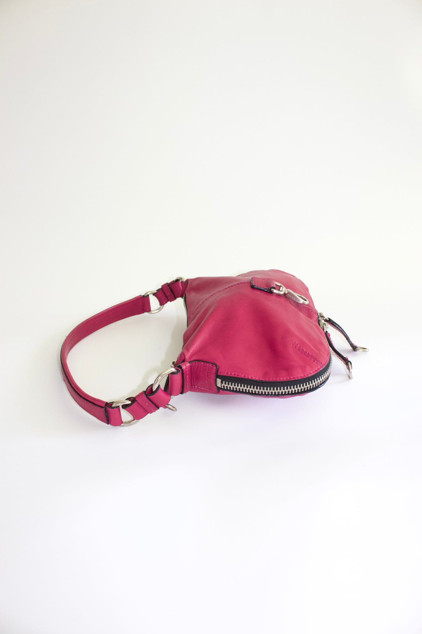 Miu Miu pink leather shoulder baguette