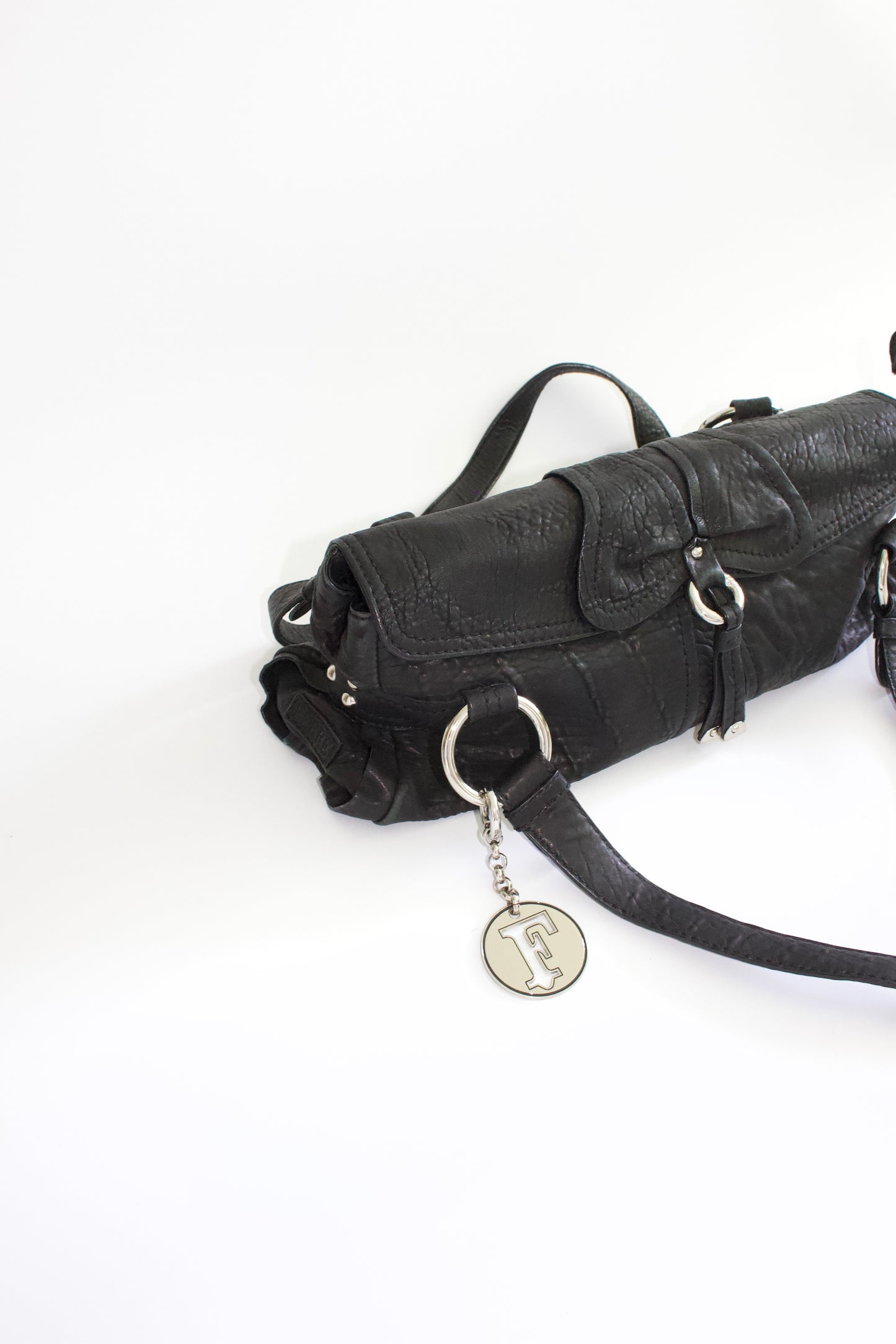 GF Ferre black leather shoulder bag
