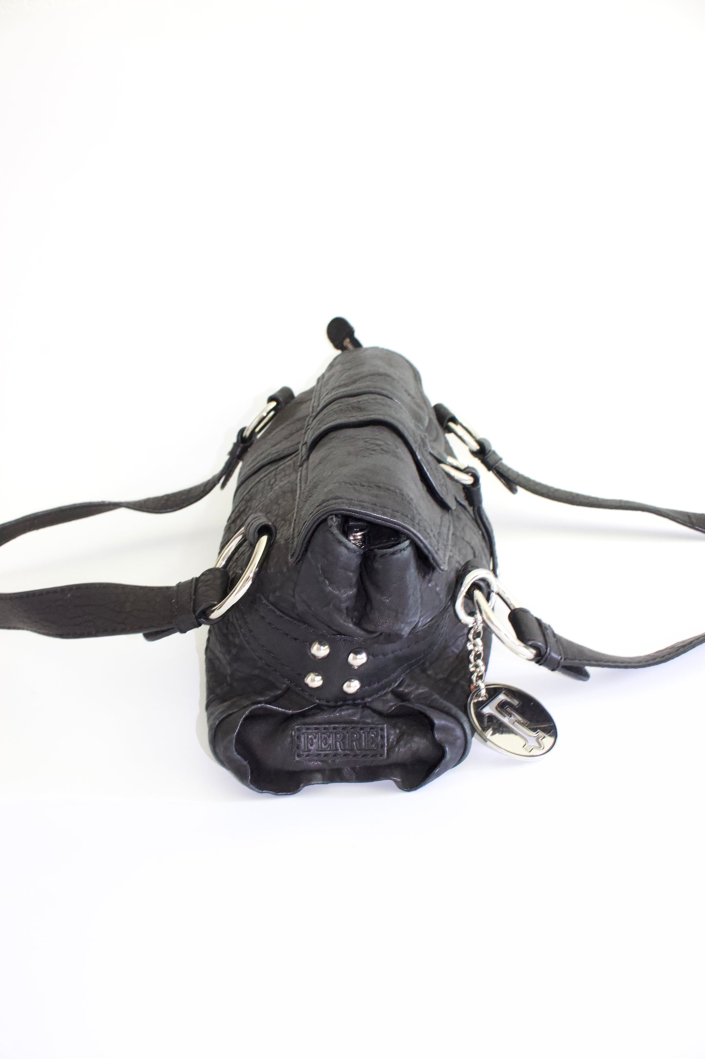 GF Ferre black leather shoulder bag