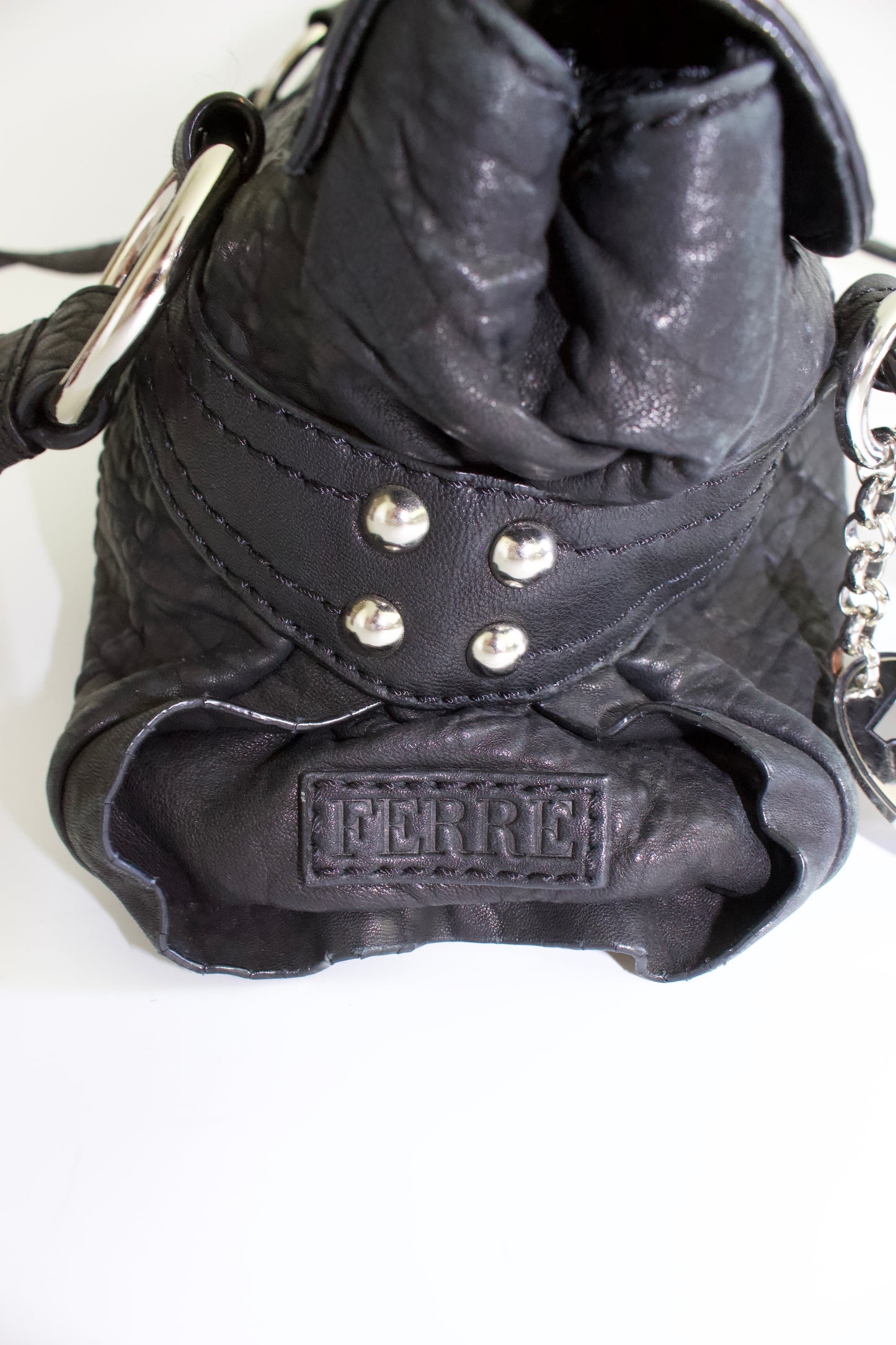 GF Ferre black leather shoulder bag