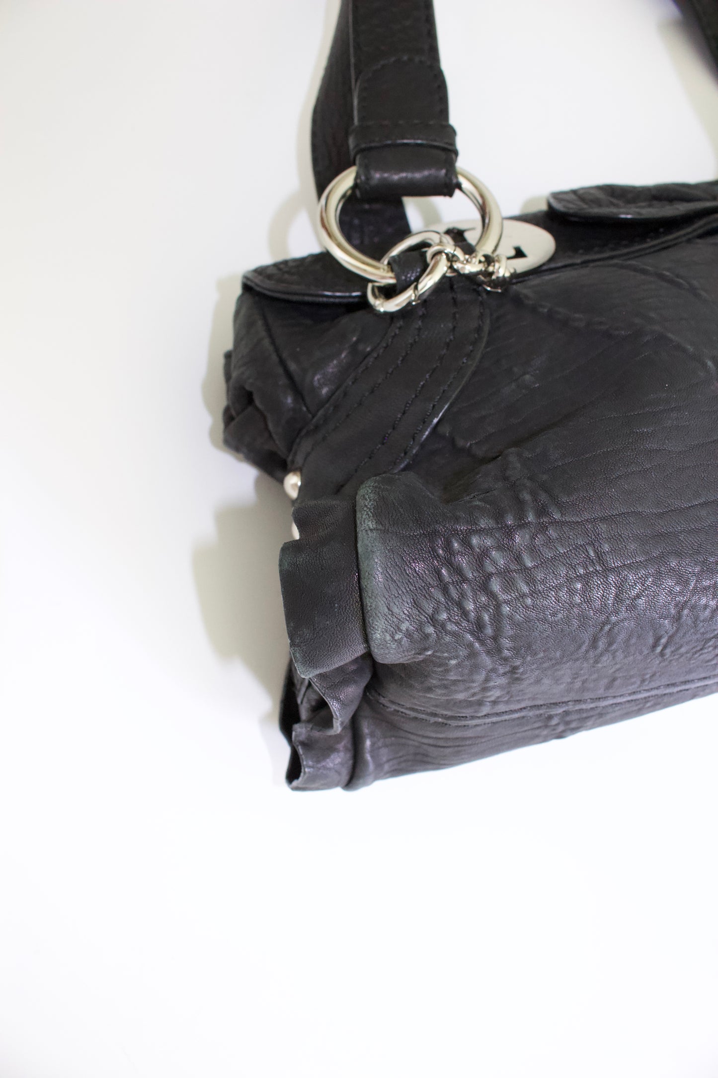 GF Ferre black leather shoulder bag