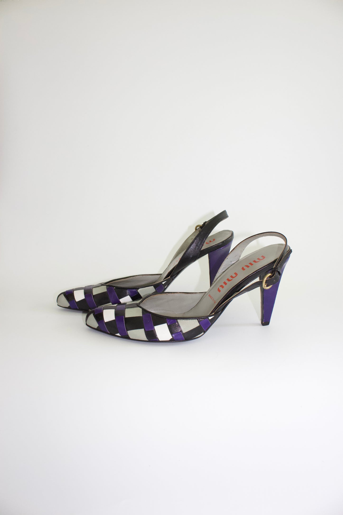 Miu Miu SS 2001 blue and white heels