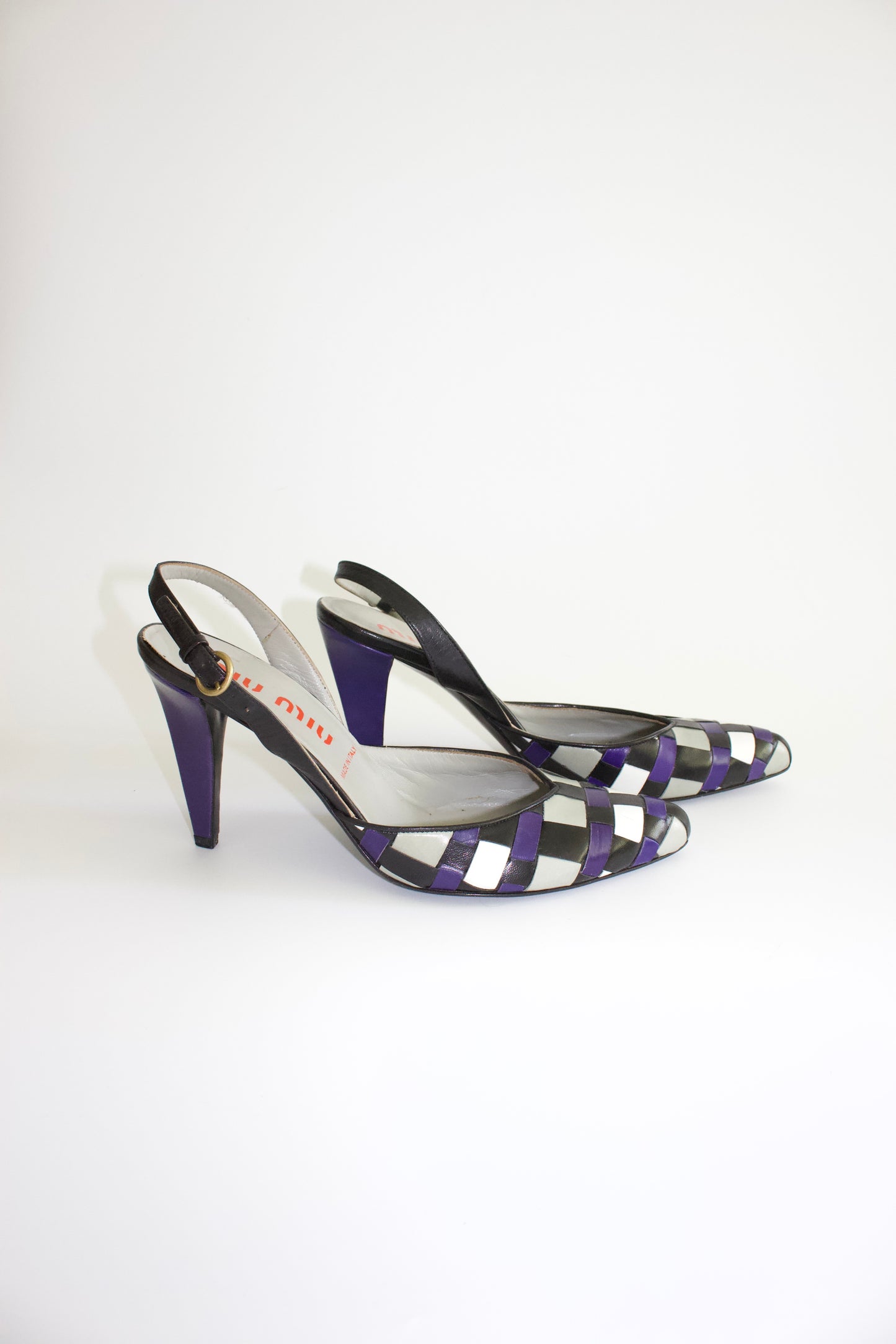 Miu Miu SS 2001 blue and white heels