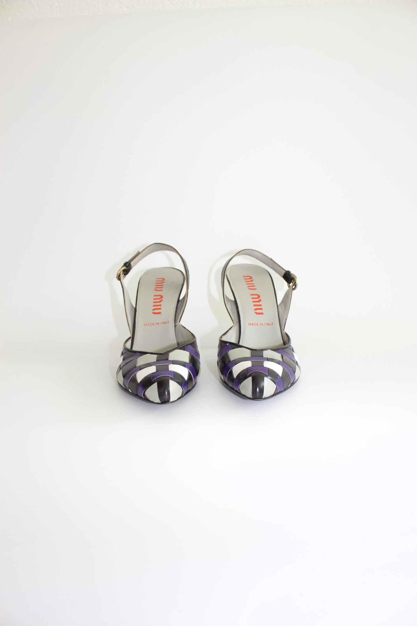 Miu Miu SS 2001 blue and white heels
