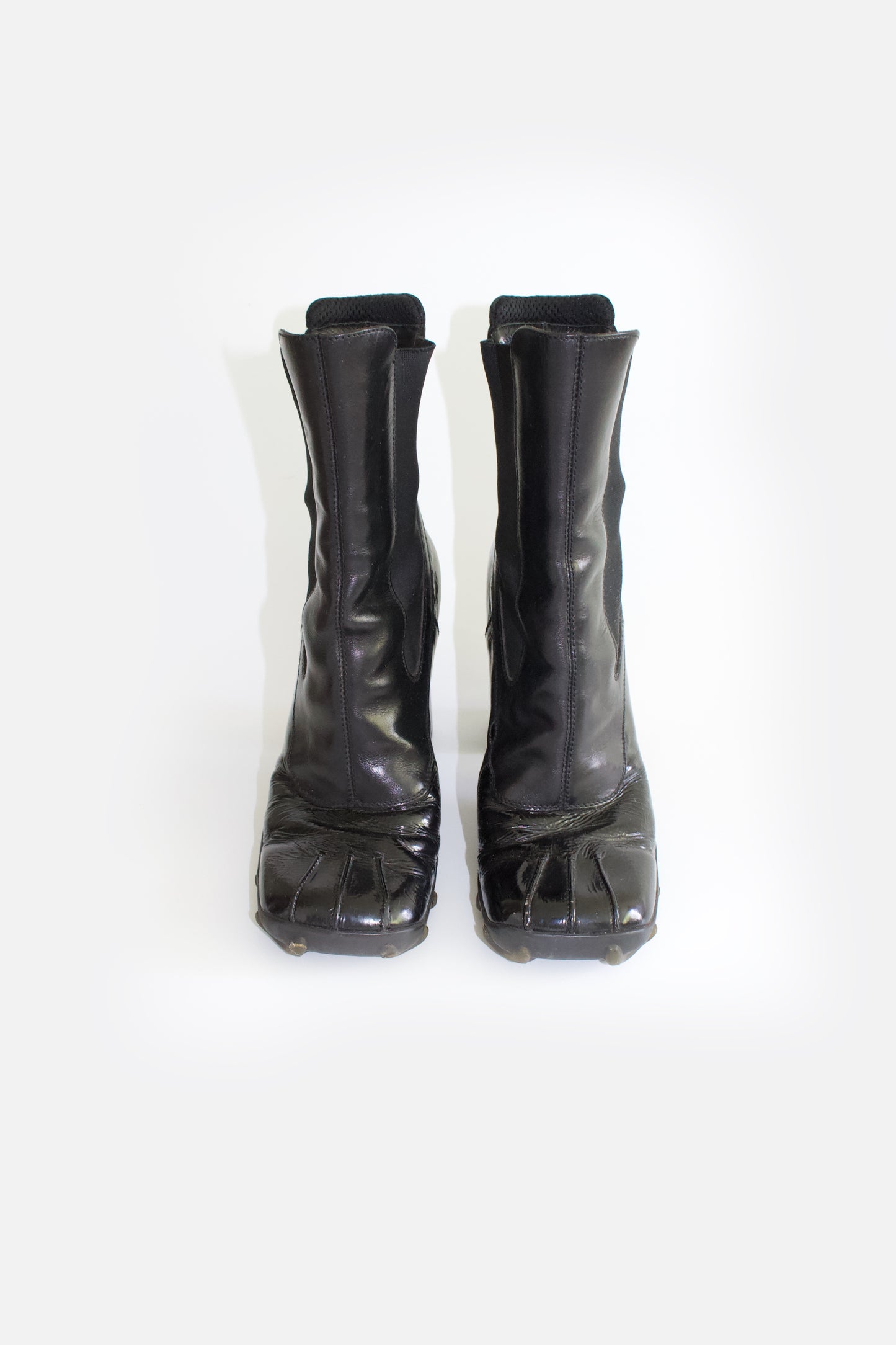 Miu Miu FW 1999 black patent leather boots