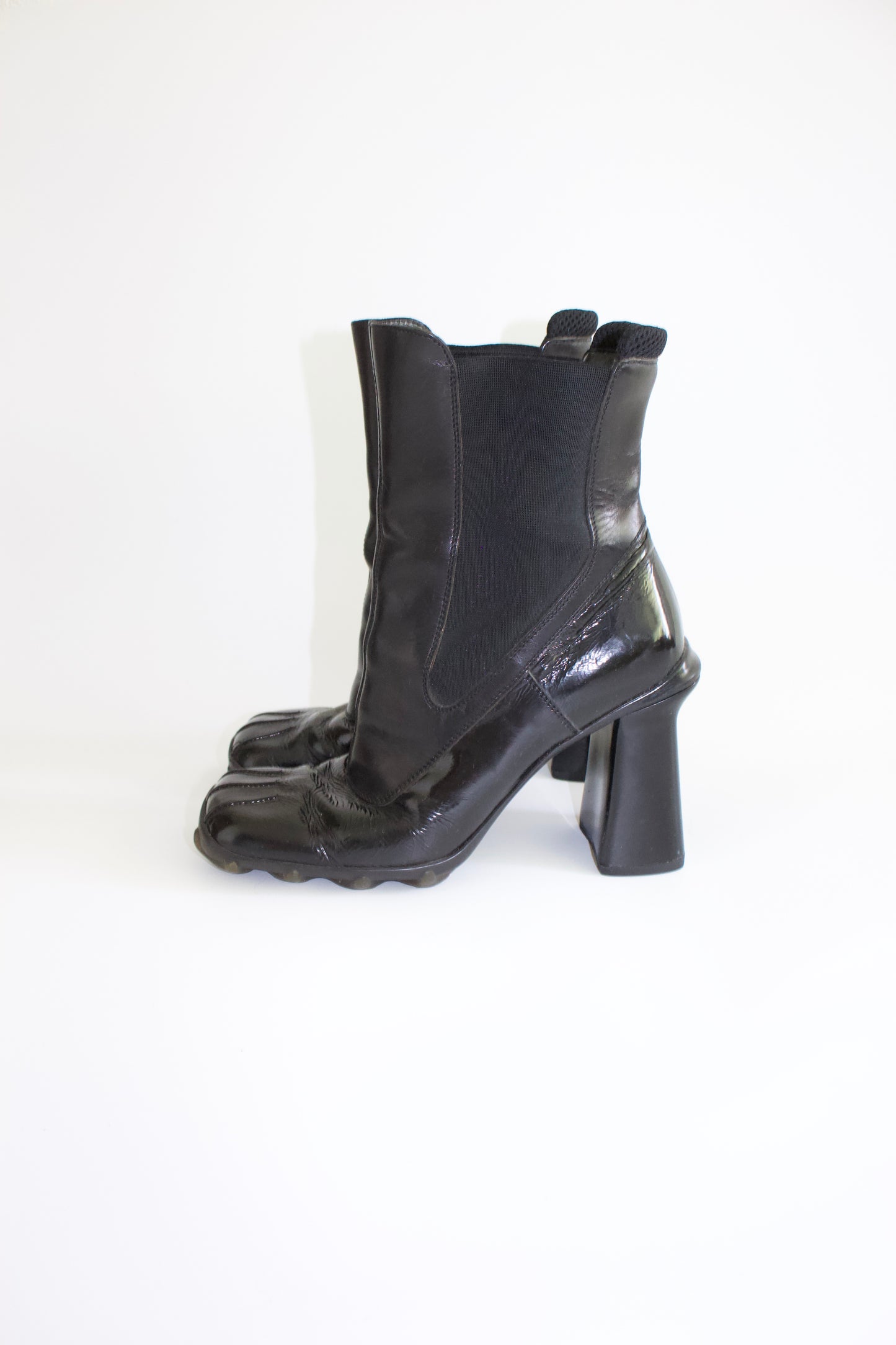 Miu Miu FW 1999 black patent leather boots