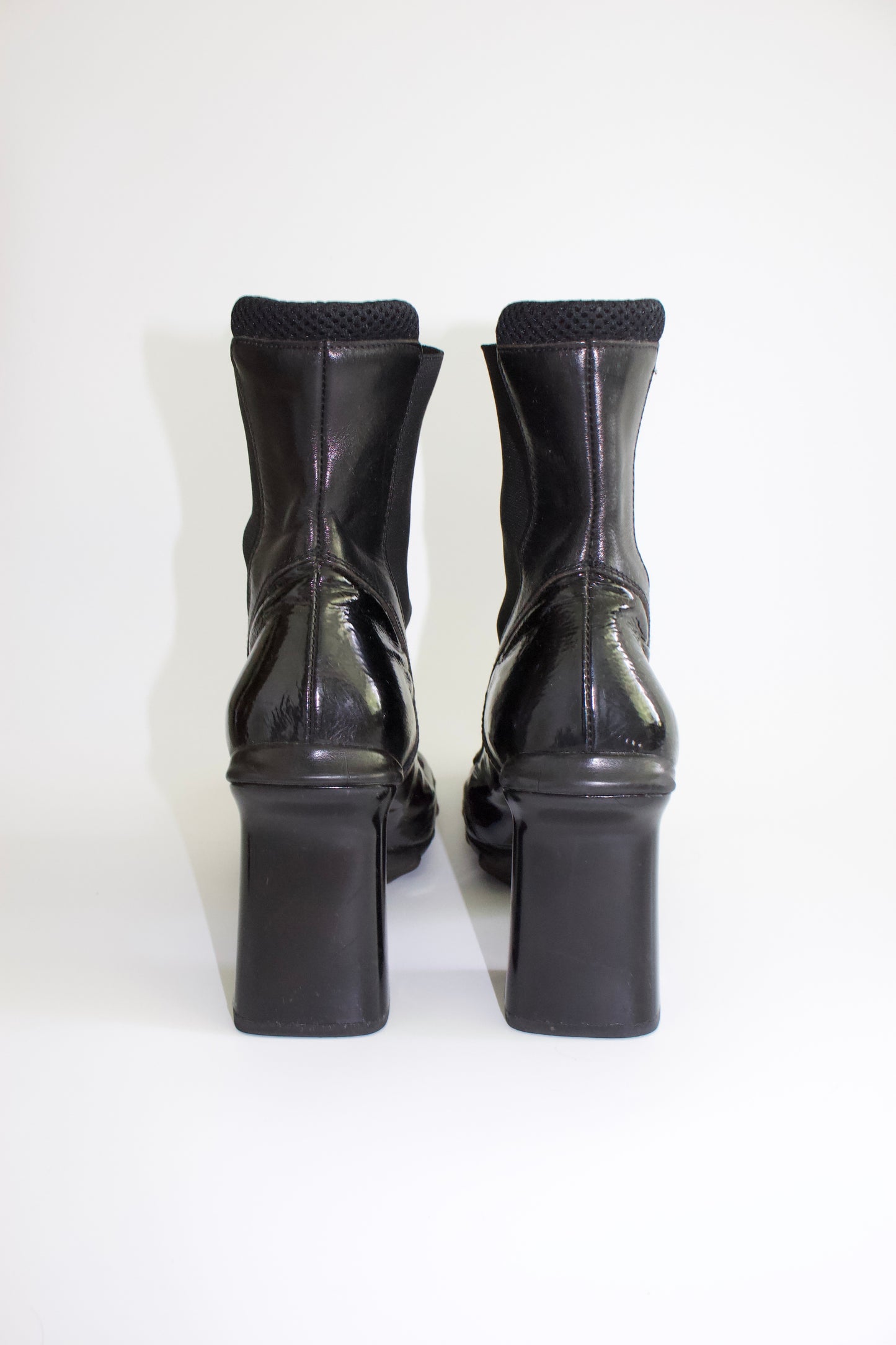 Miu Miu FW 1999 black patent leather boots