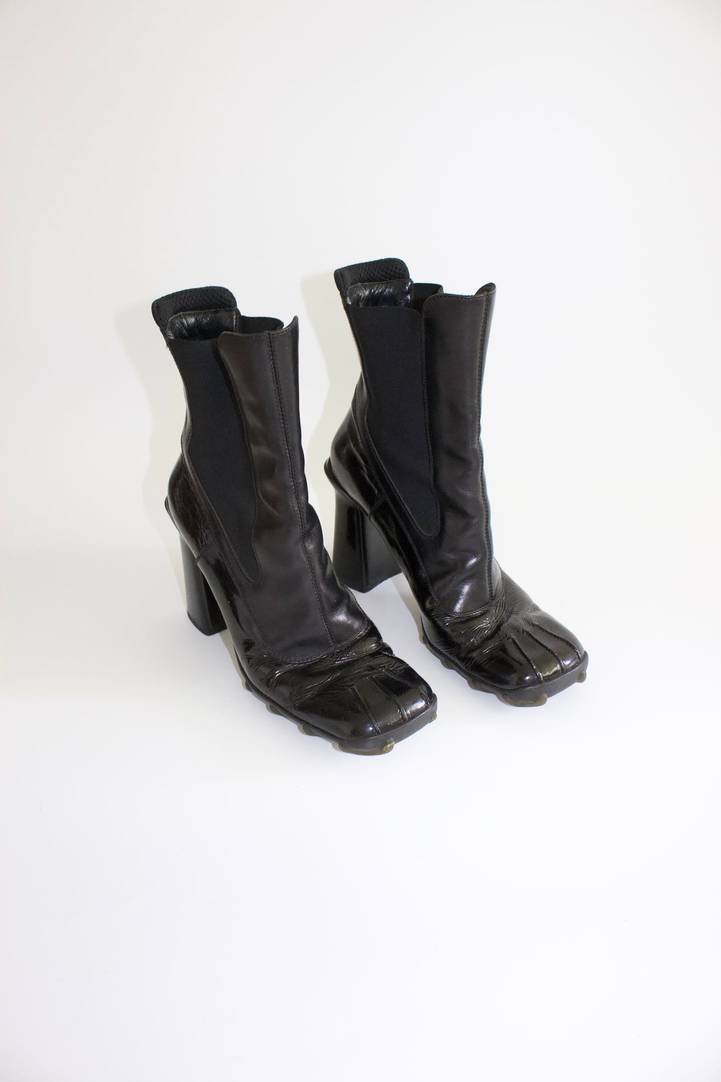 Miu Miu FW 1999 black patent leather boots