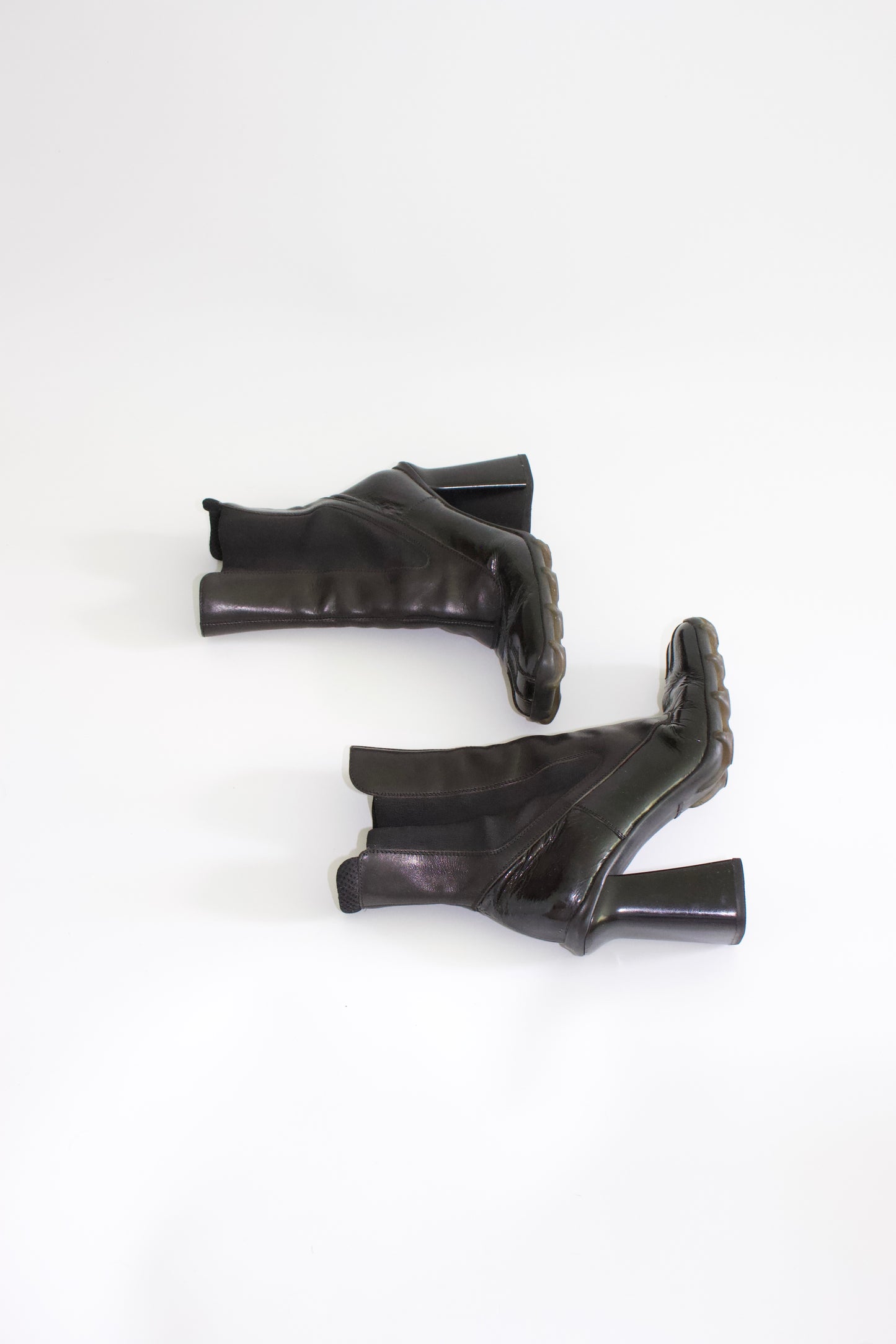 Miu Miu FW 1999 black patent leather boots