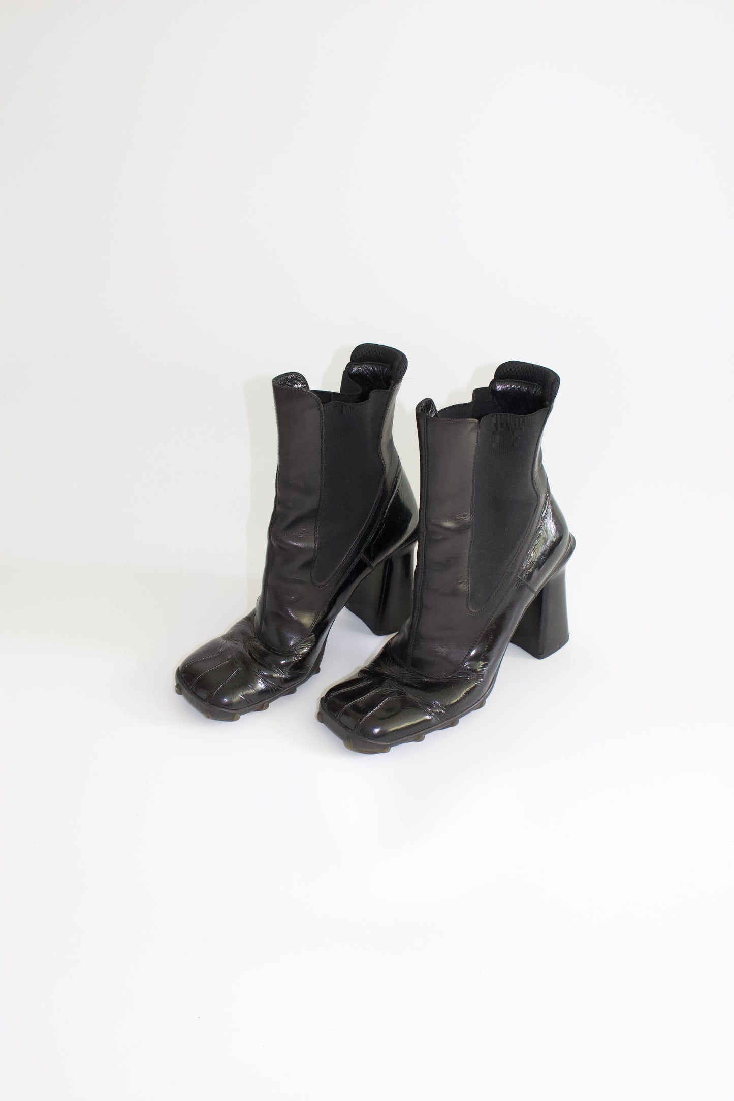Miu Miu FW 1999 black patent leather boots