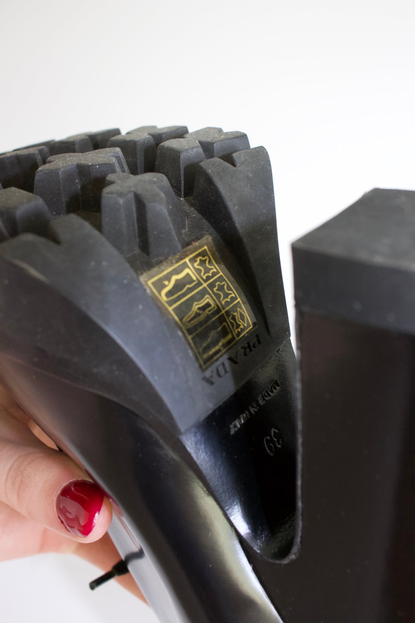 Prada black leather Oxford heels