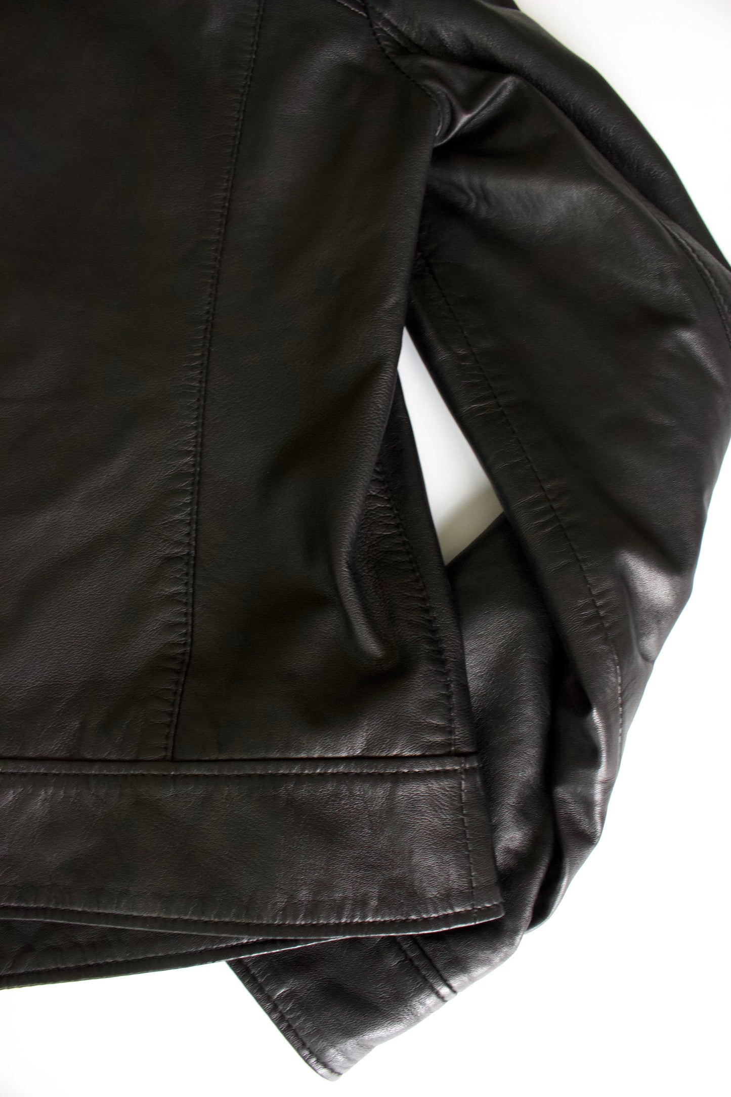 Dolce & Gabbana black leather jacket with ruffles