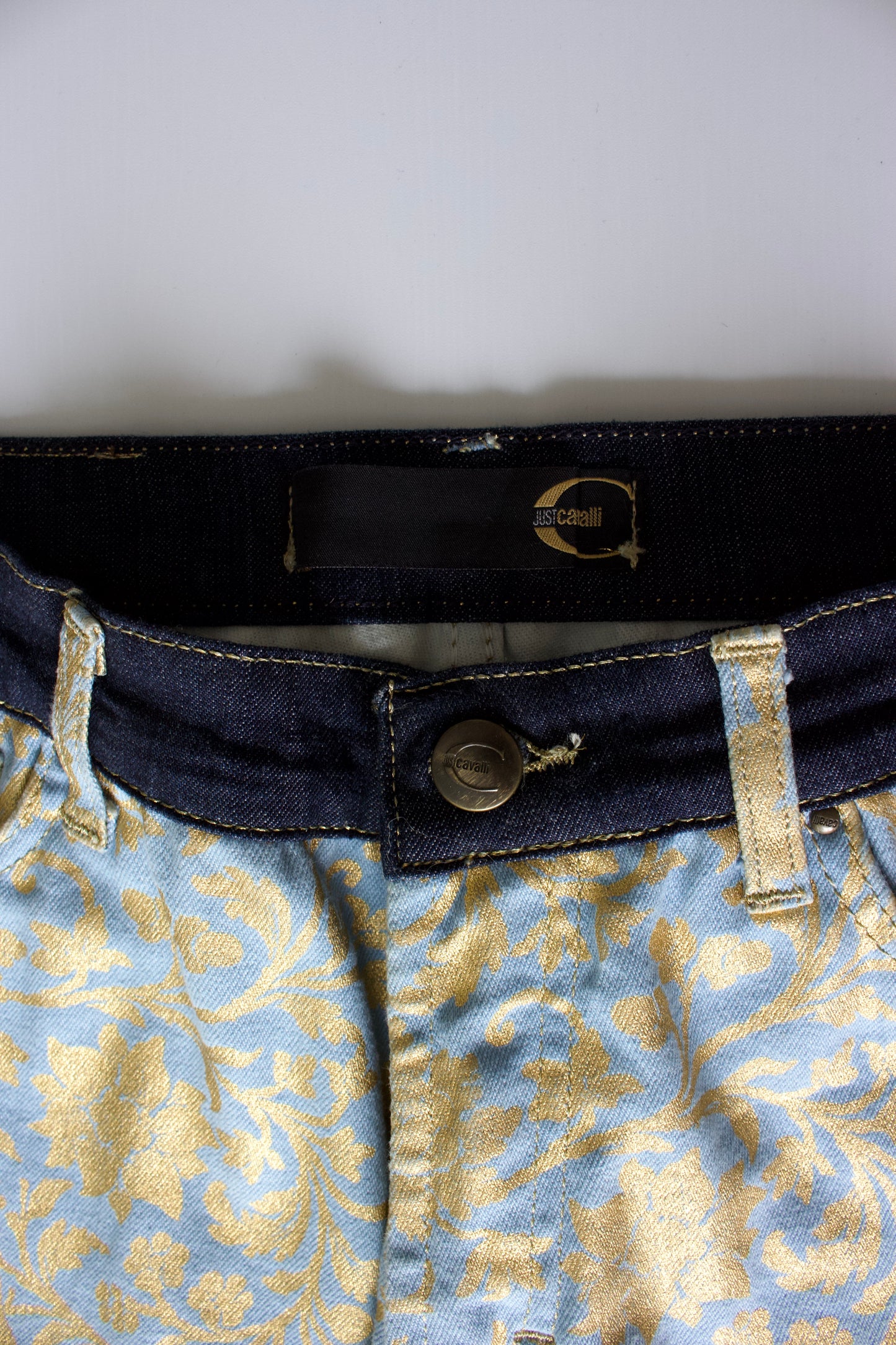 Roberto Cavalli golden floral jeans