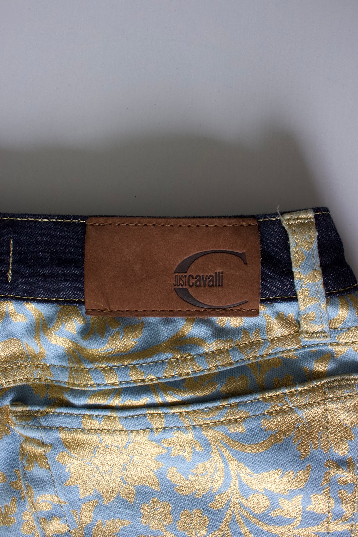 Roberto Cavalli golden floral jeans