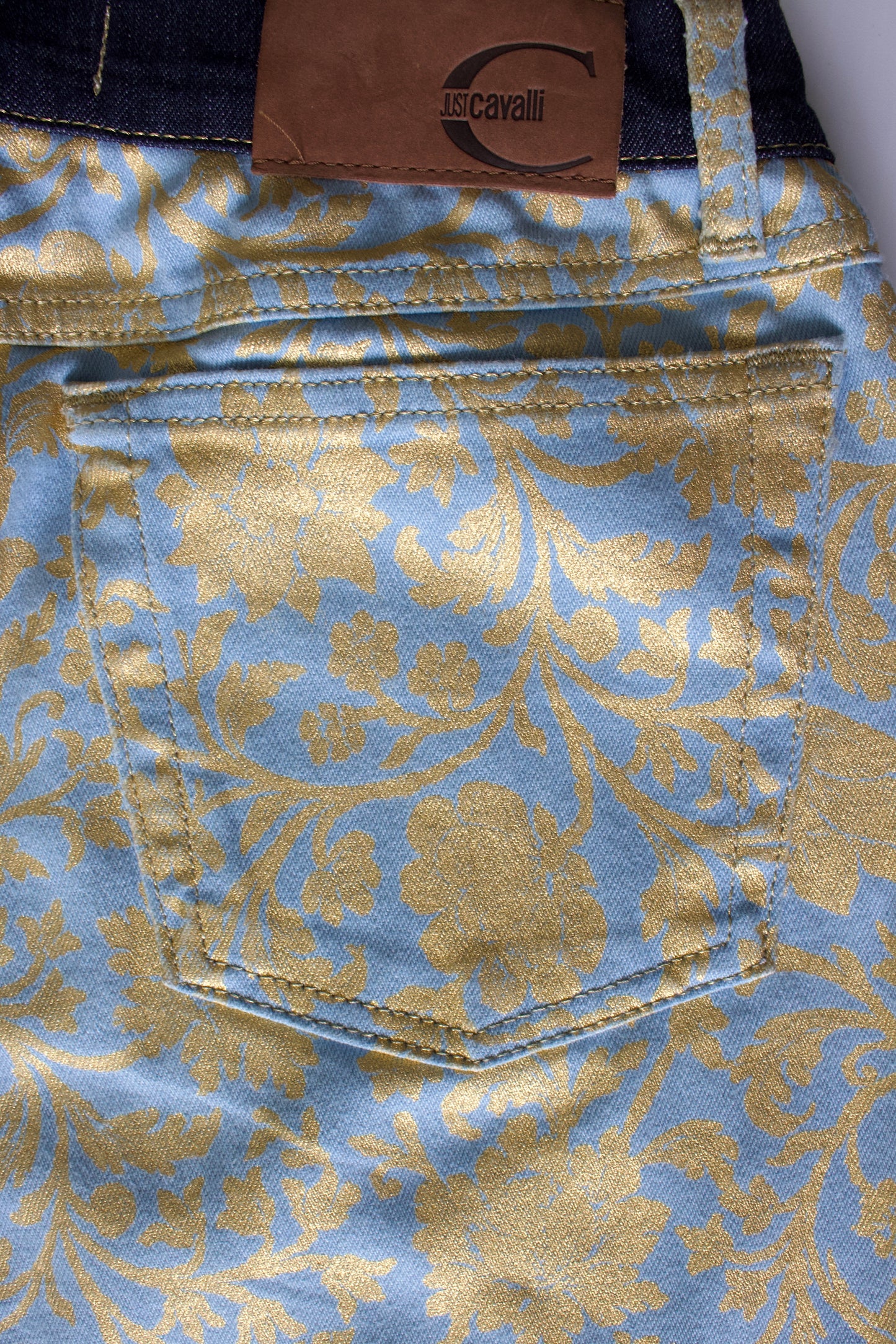Roberto Cavalli golden floral jeans