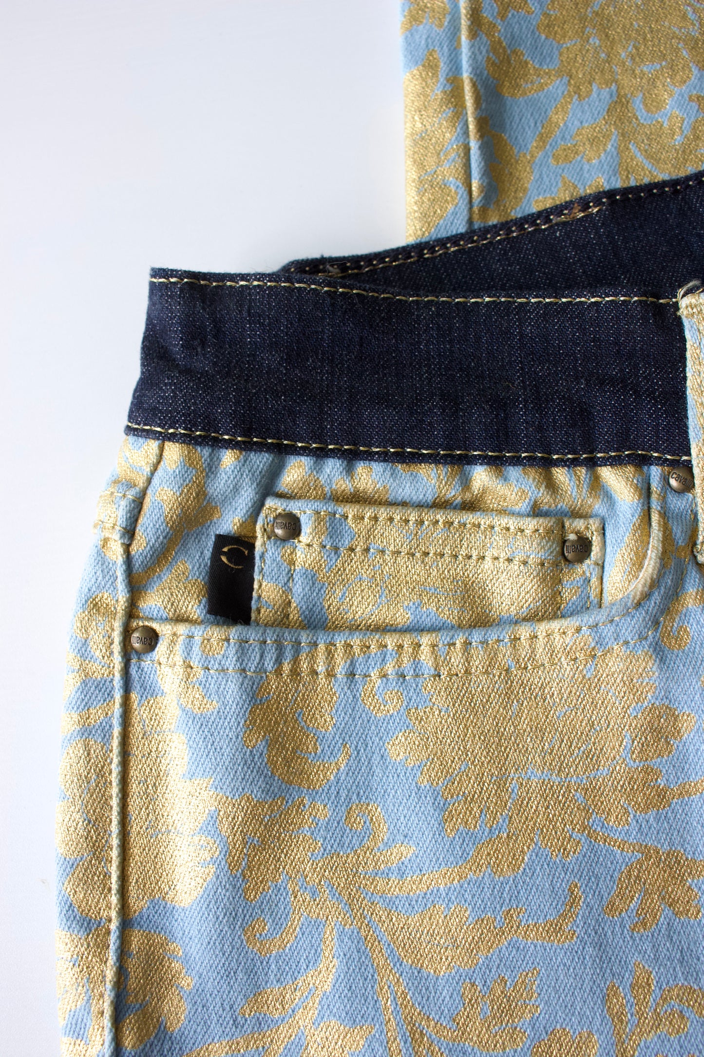 Roberto Cavalli golden floral jeans