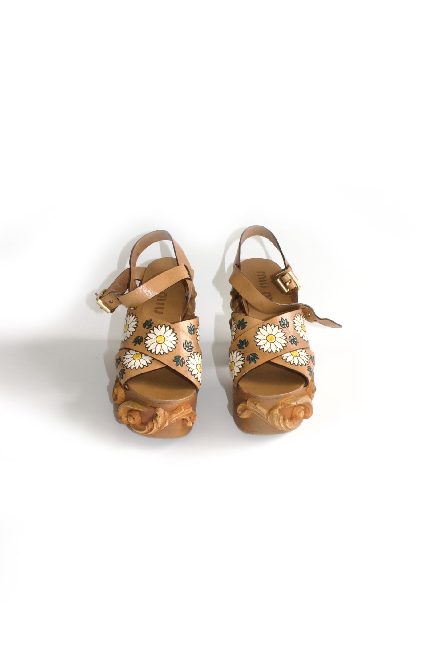 Miu Miu SS 2020 carved wedge sandals