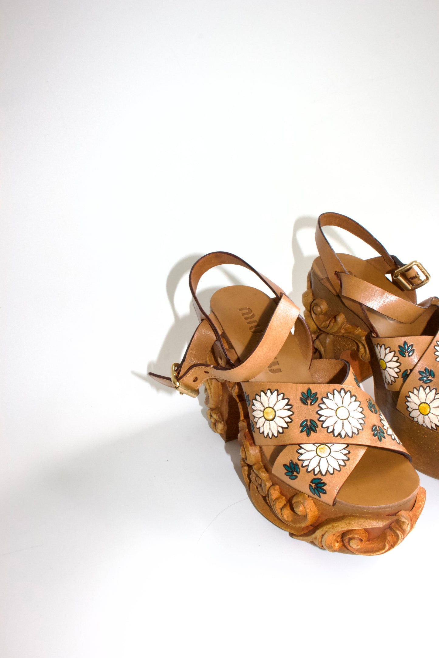 Miu Miu SS 2020 carved wedge sandals