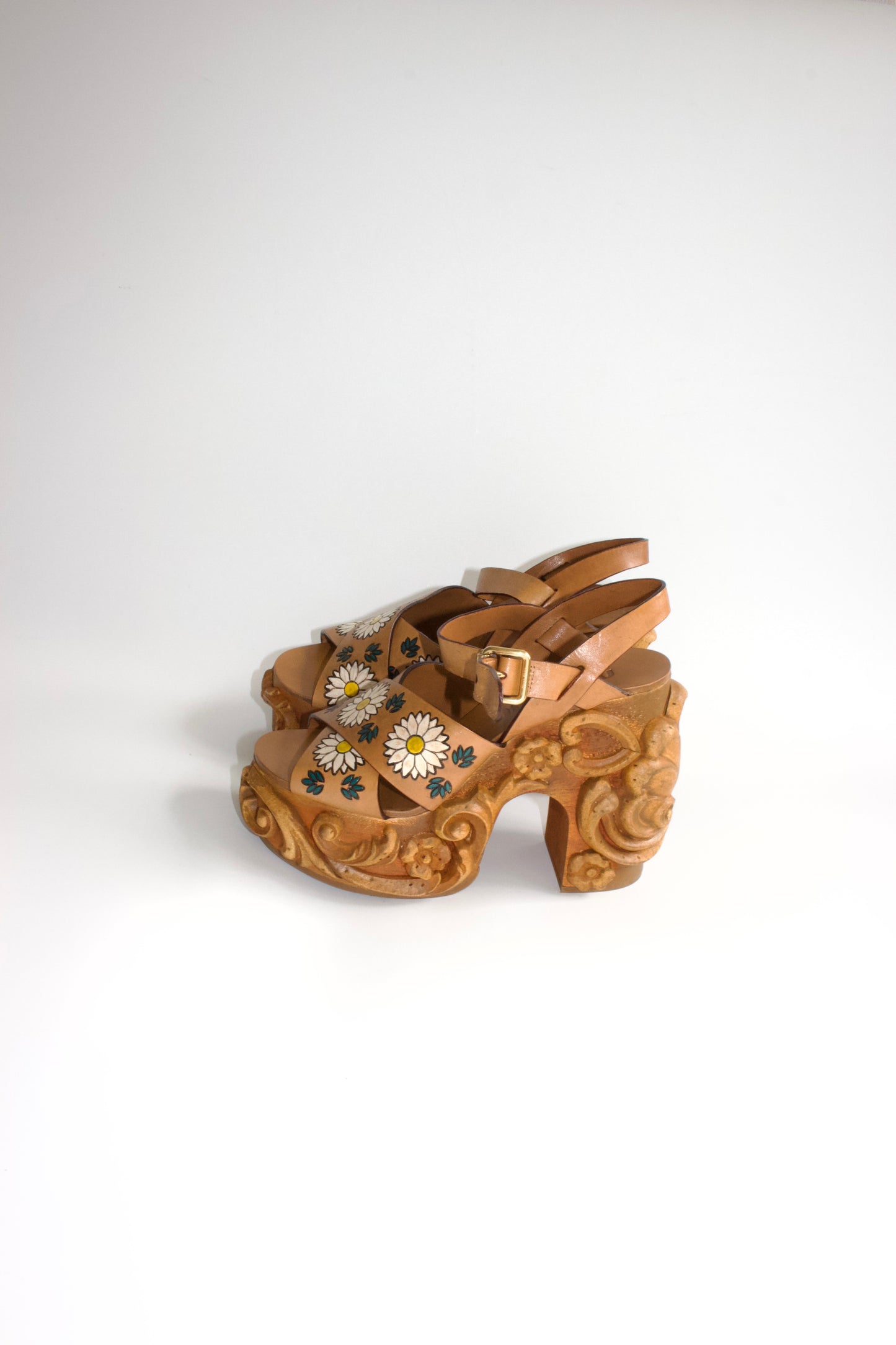Miu Miu SS 2020 carved wedge sandals