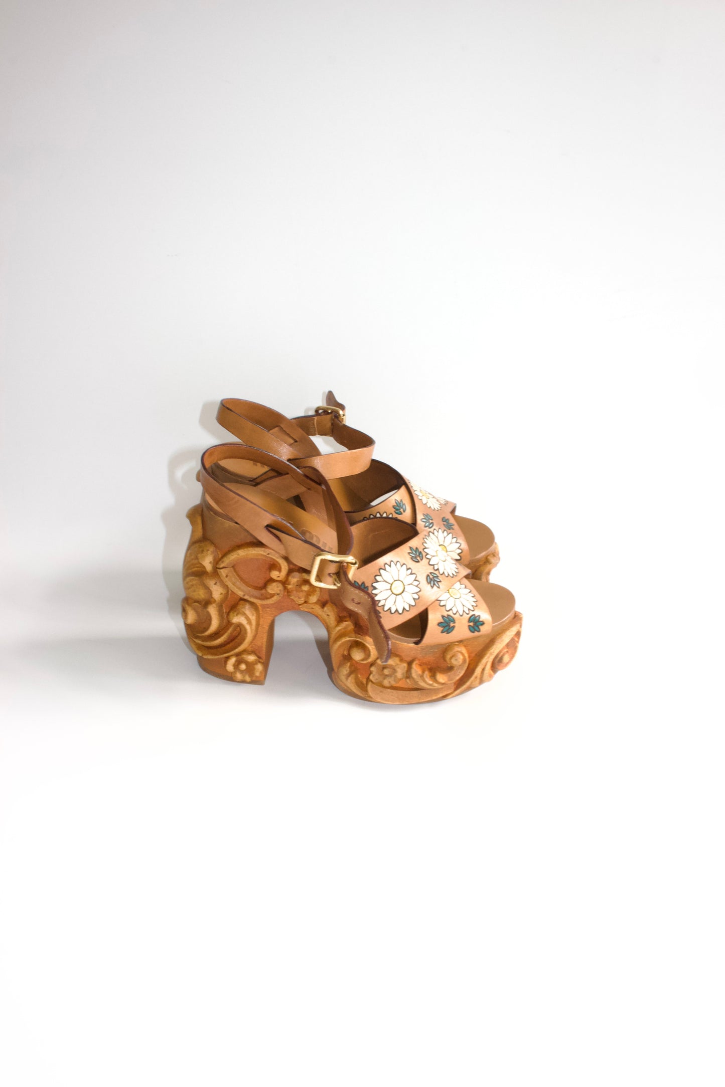 Miu Miu SS 2020 carved wedge sandals