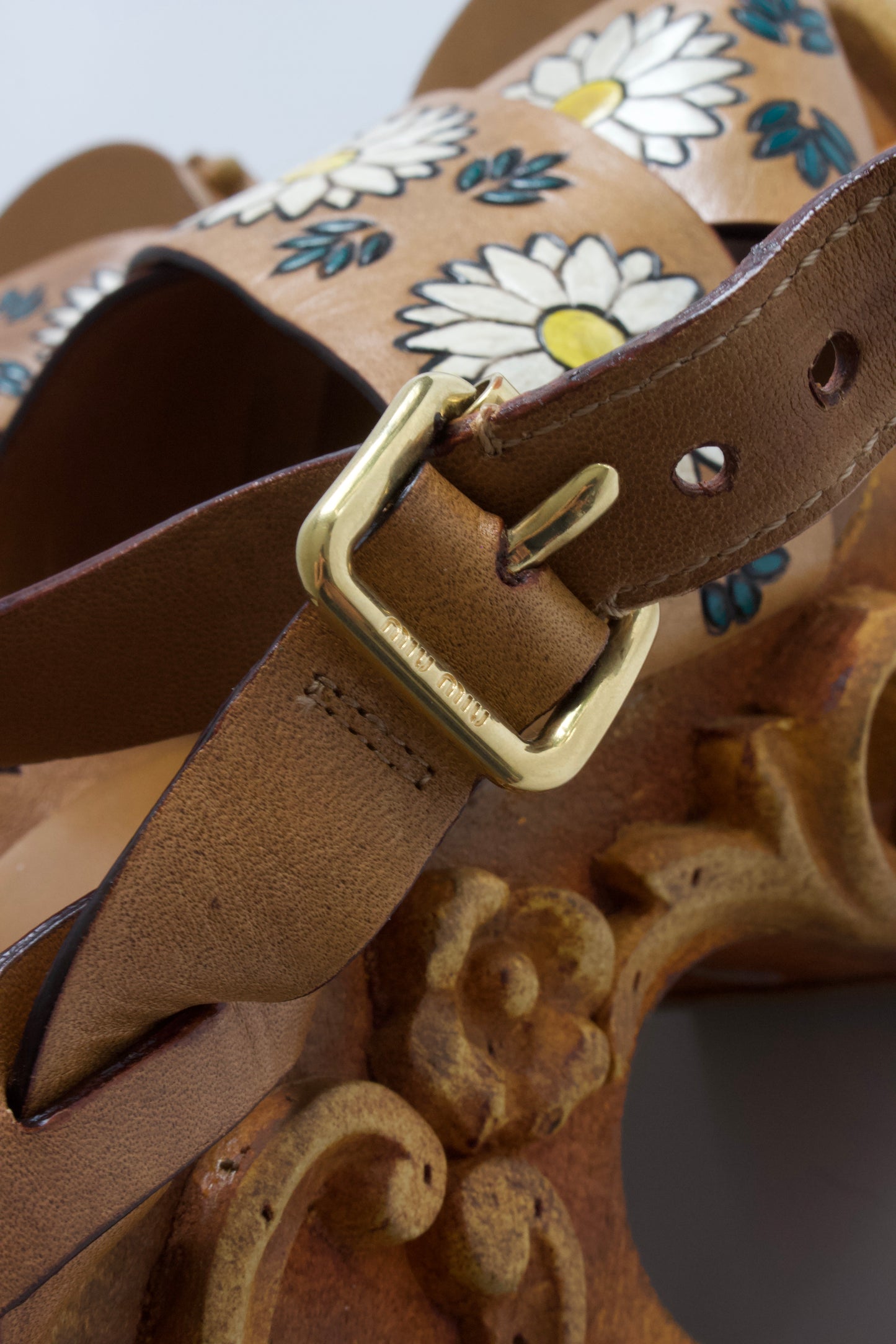 Miu Miu SS 2020 carved wedge sandals