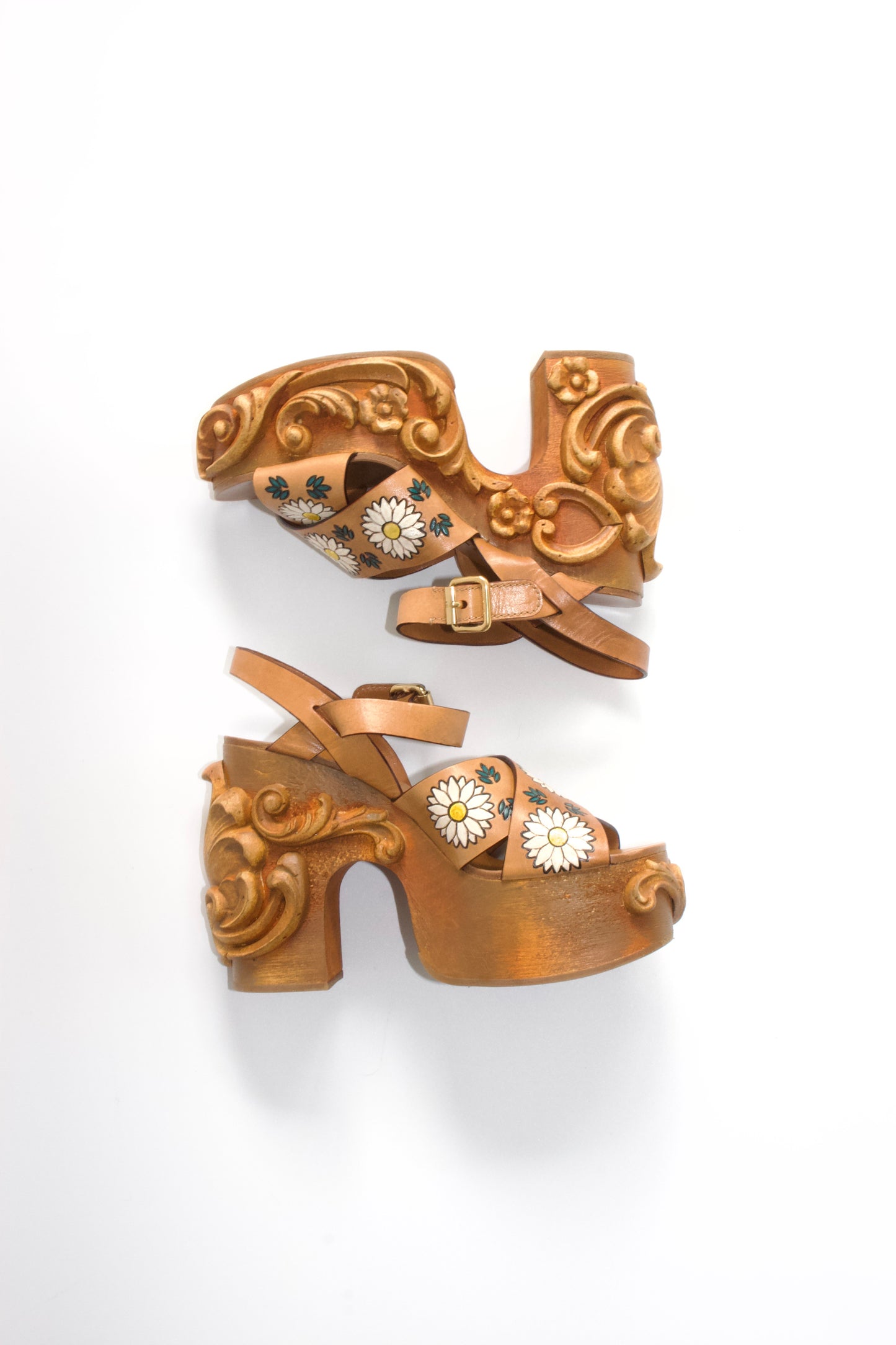 Miu Miu SS 2020 carved wedge sandals