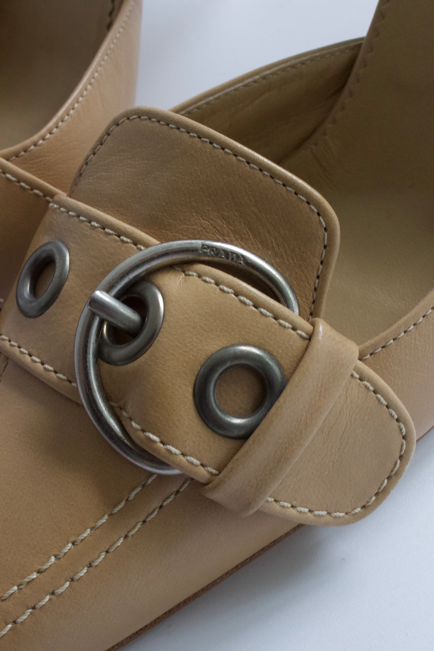 Prada SS 2002 beige leather heels