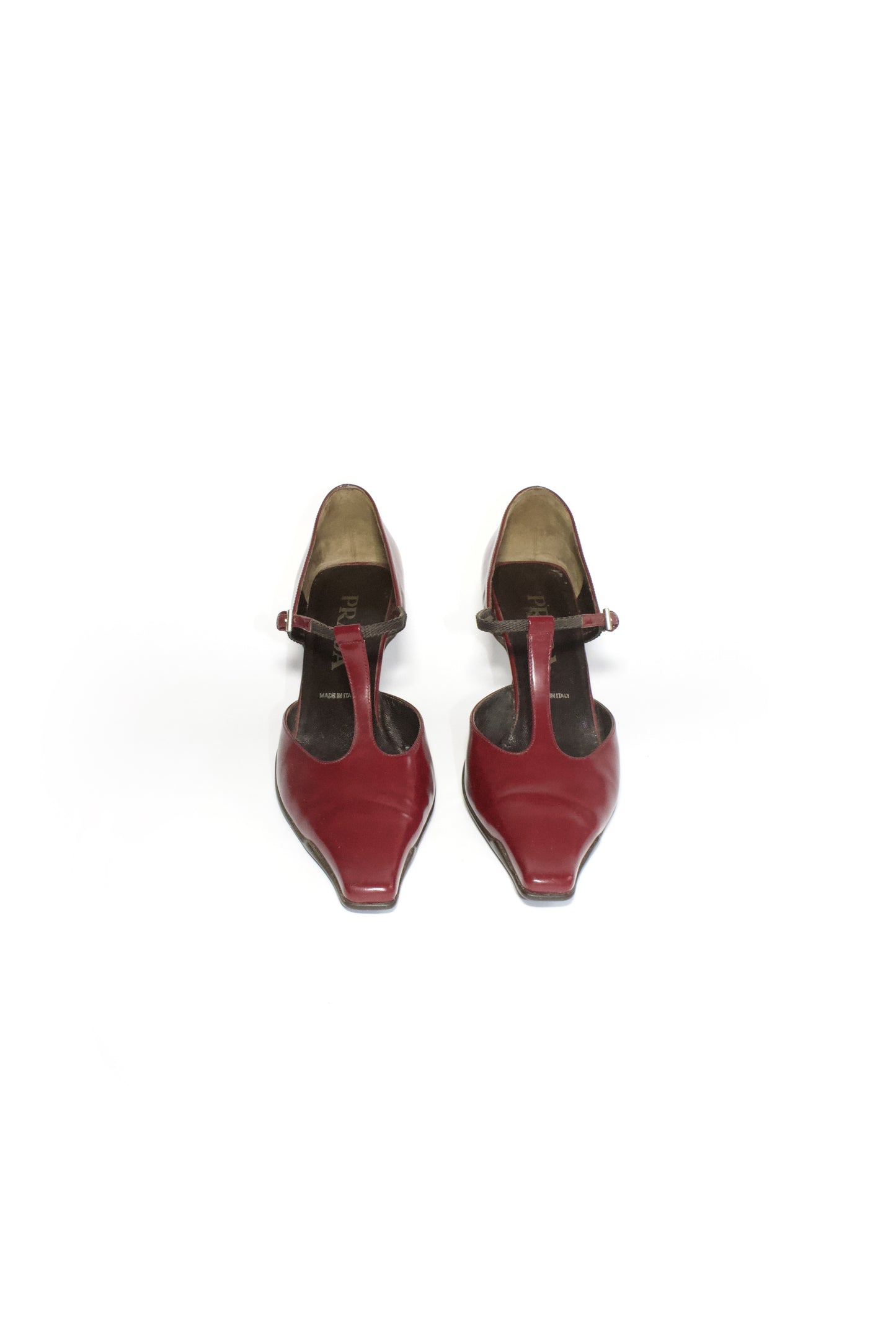 Prada SS 2000 red leather kitten heels