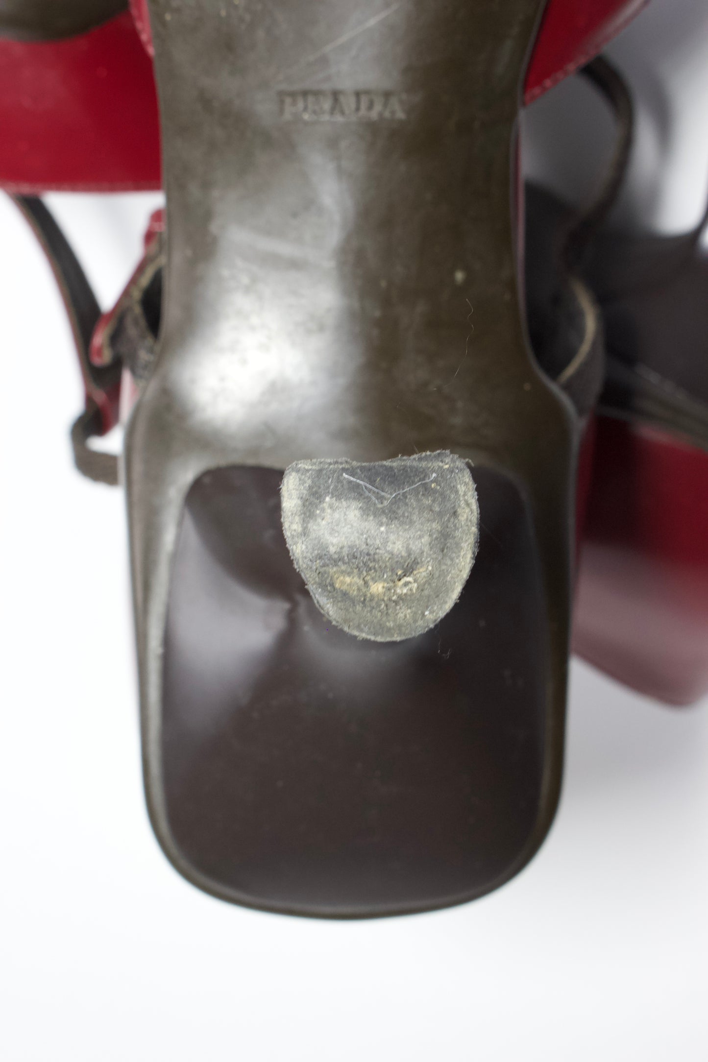 Prada SS 2000 red leather kitten heels