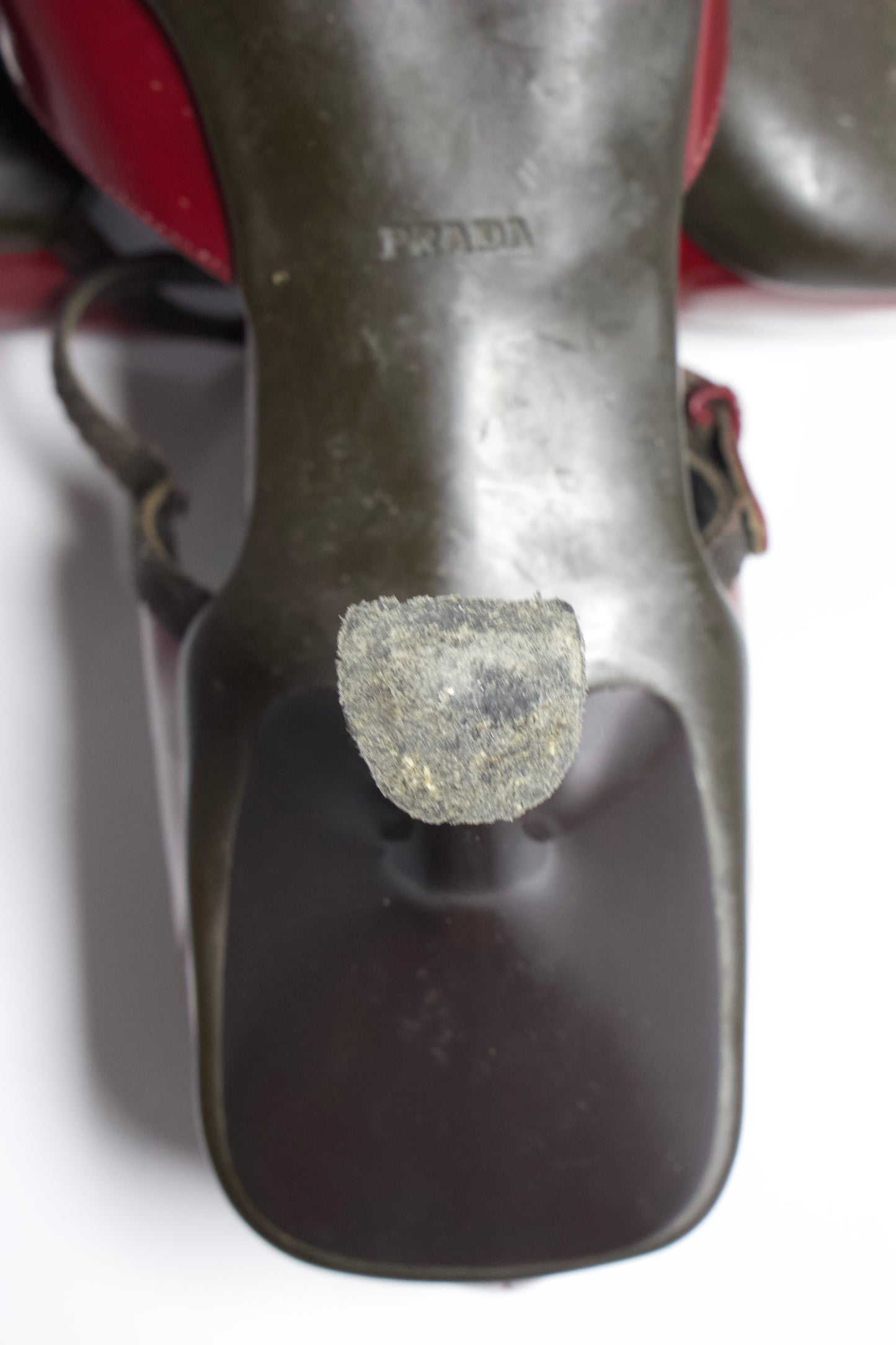 Prada SS 2000 red leather kitten heels