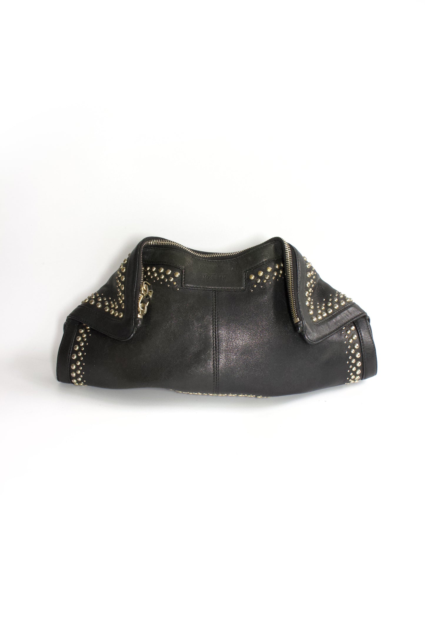 Alexander Mcqueen SS 2010 De Manta black leather clutch