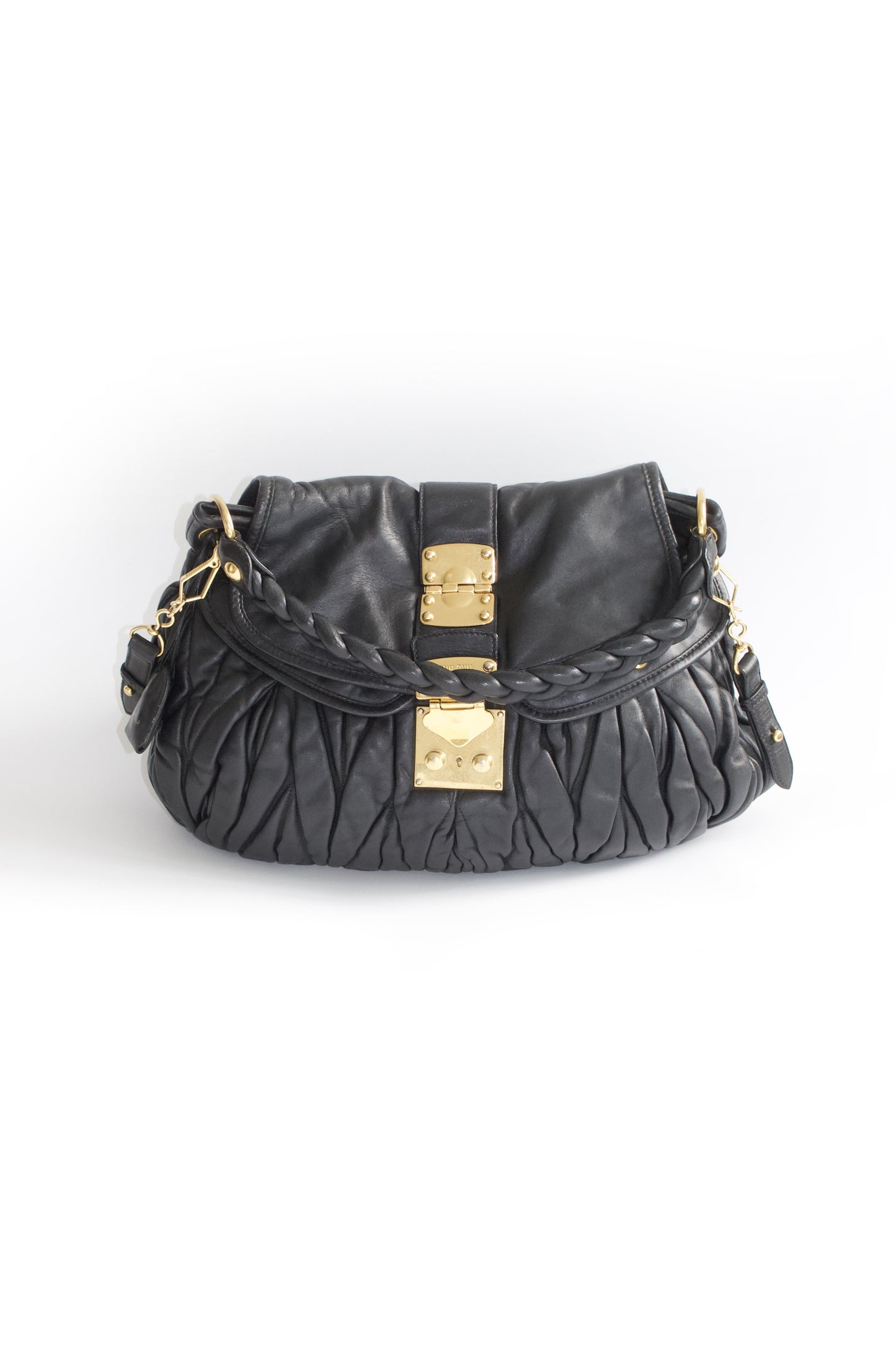 Miu Miu black matelasse Coffer crossbody bag