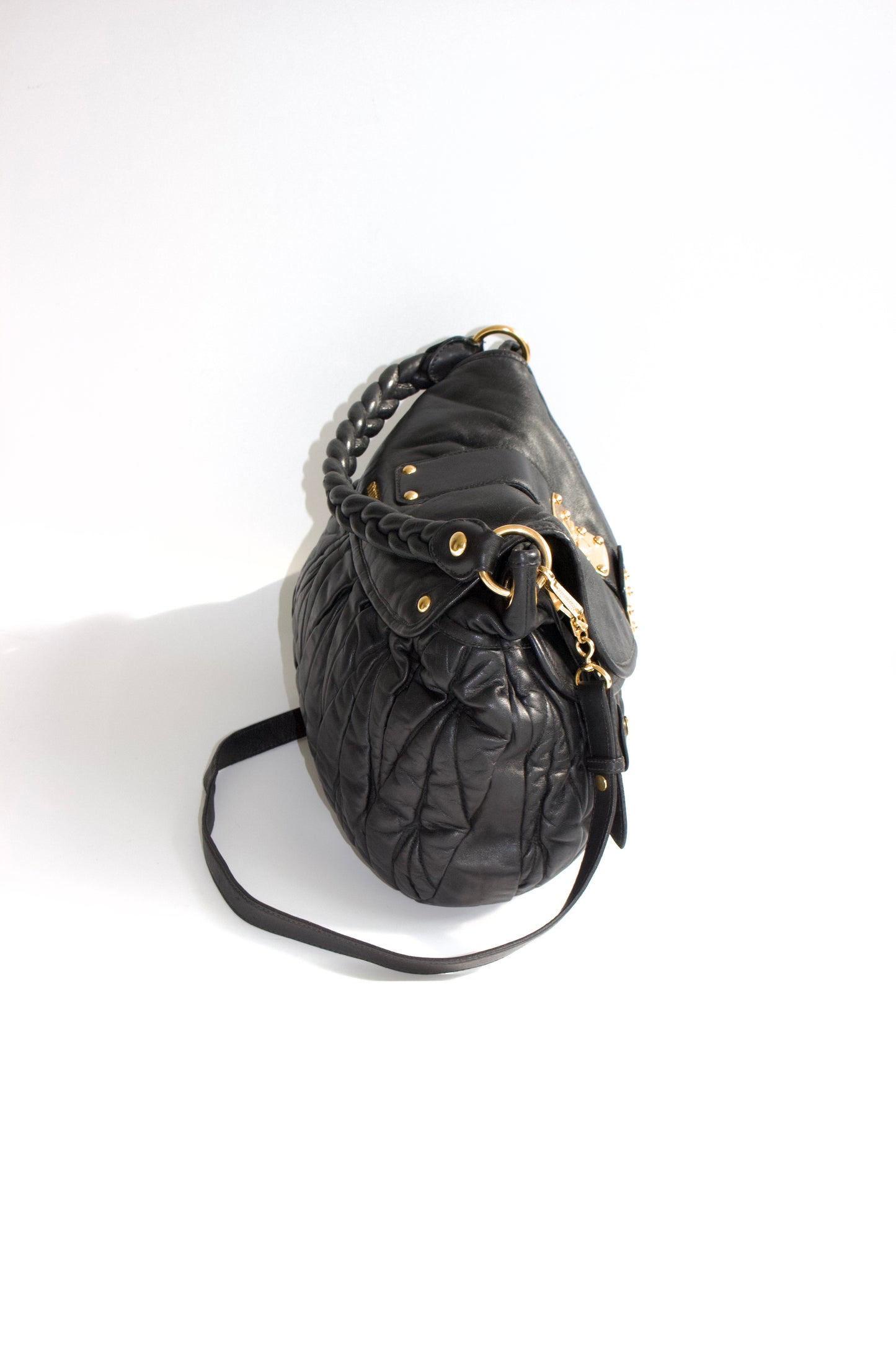 Miu Miu black matelasse Coffer crossbody bag