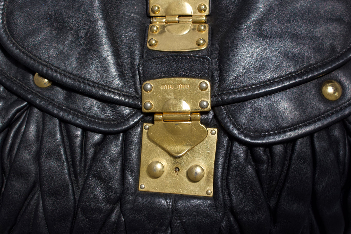 Miu Miu black matelasse Coffer crossbody bag