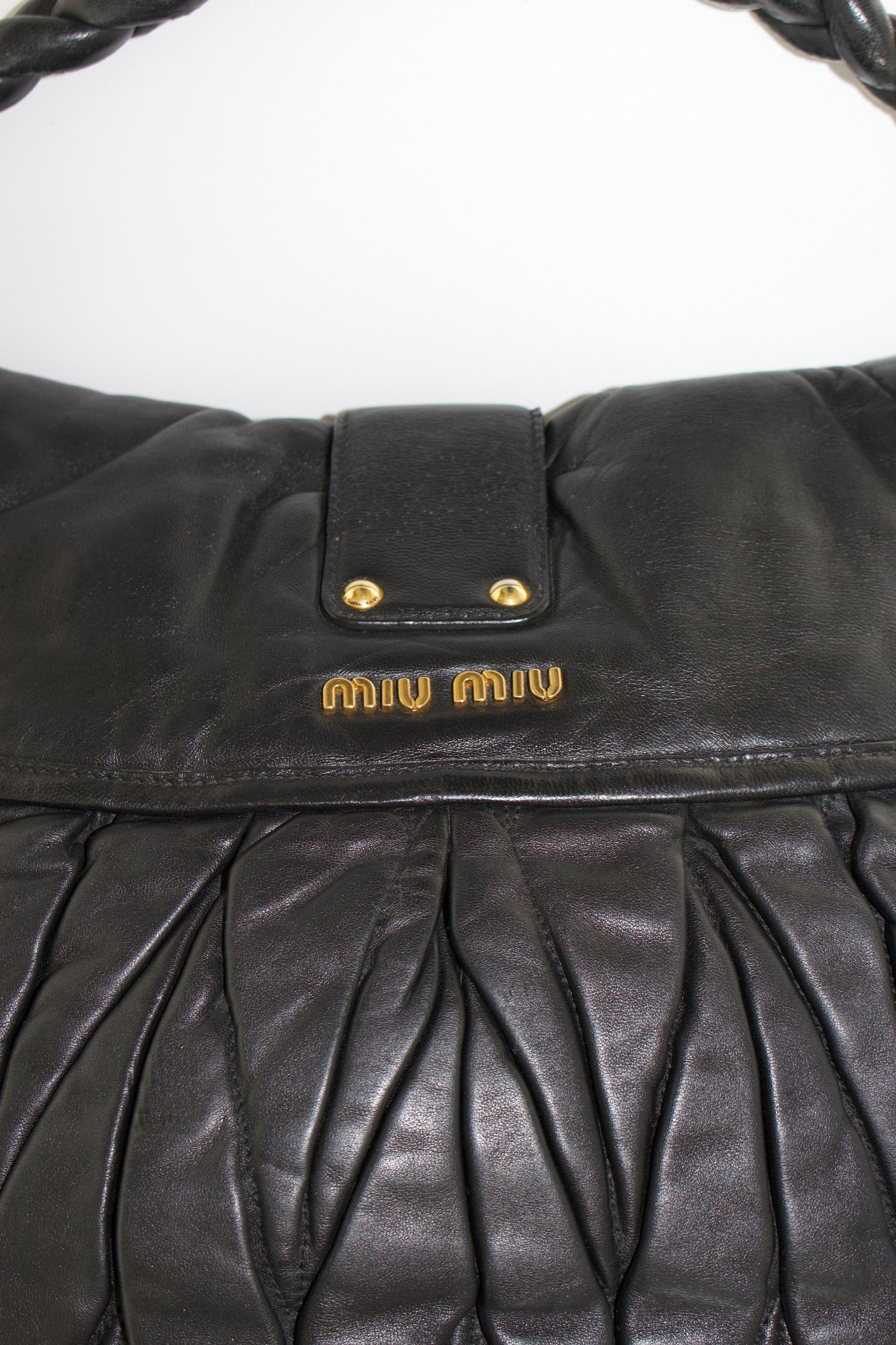 Miu Miu black matelasse Coffer crossbody bag