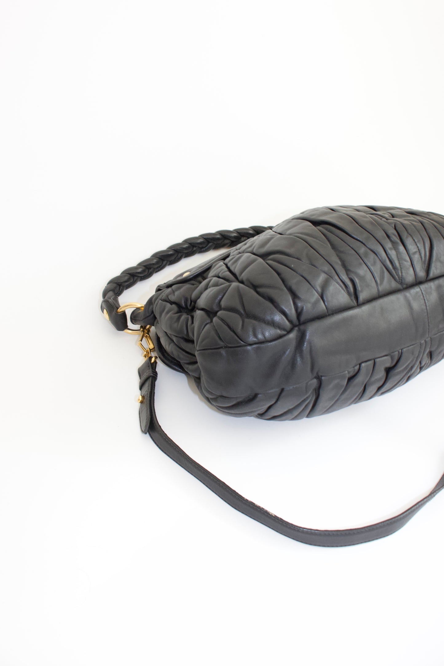 Miu Miu black matelasse Coffer crossbody bag