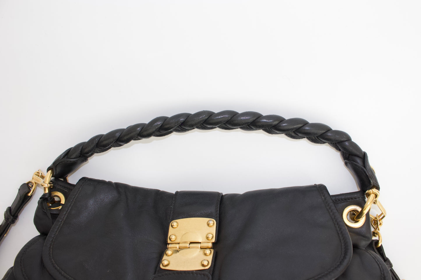 Miu Miu black matelasse Coffer crossbody bag