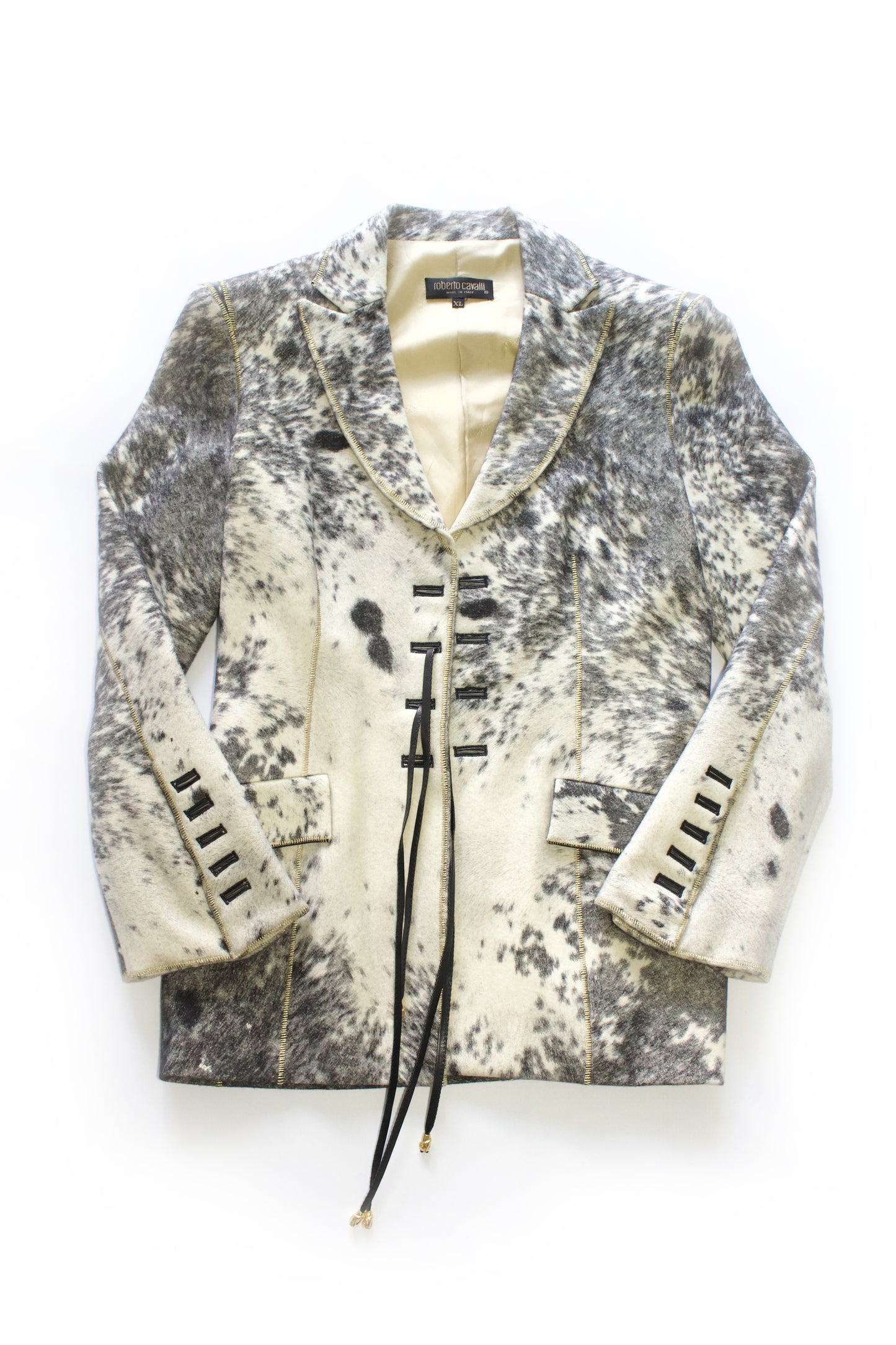 Roberto Cavalli FW 1999 wool & leather blazer