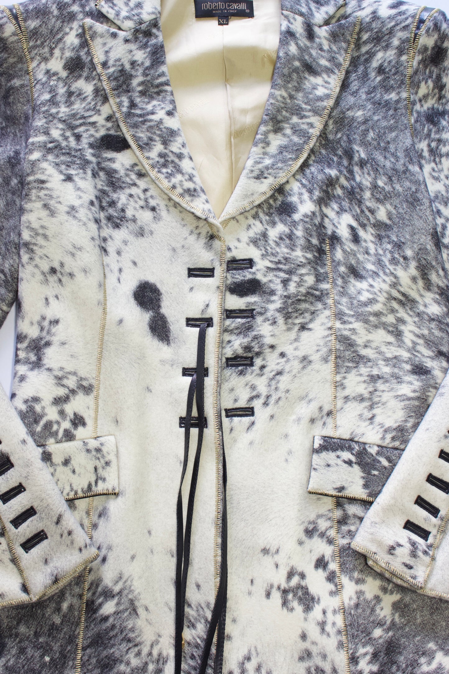 Roberto Cavalli FW 1999 wool & leather blazer
