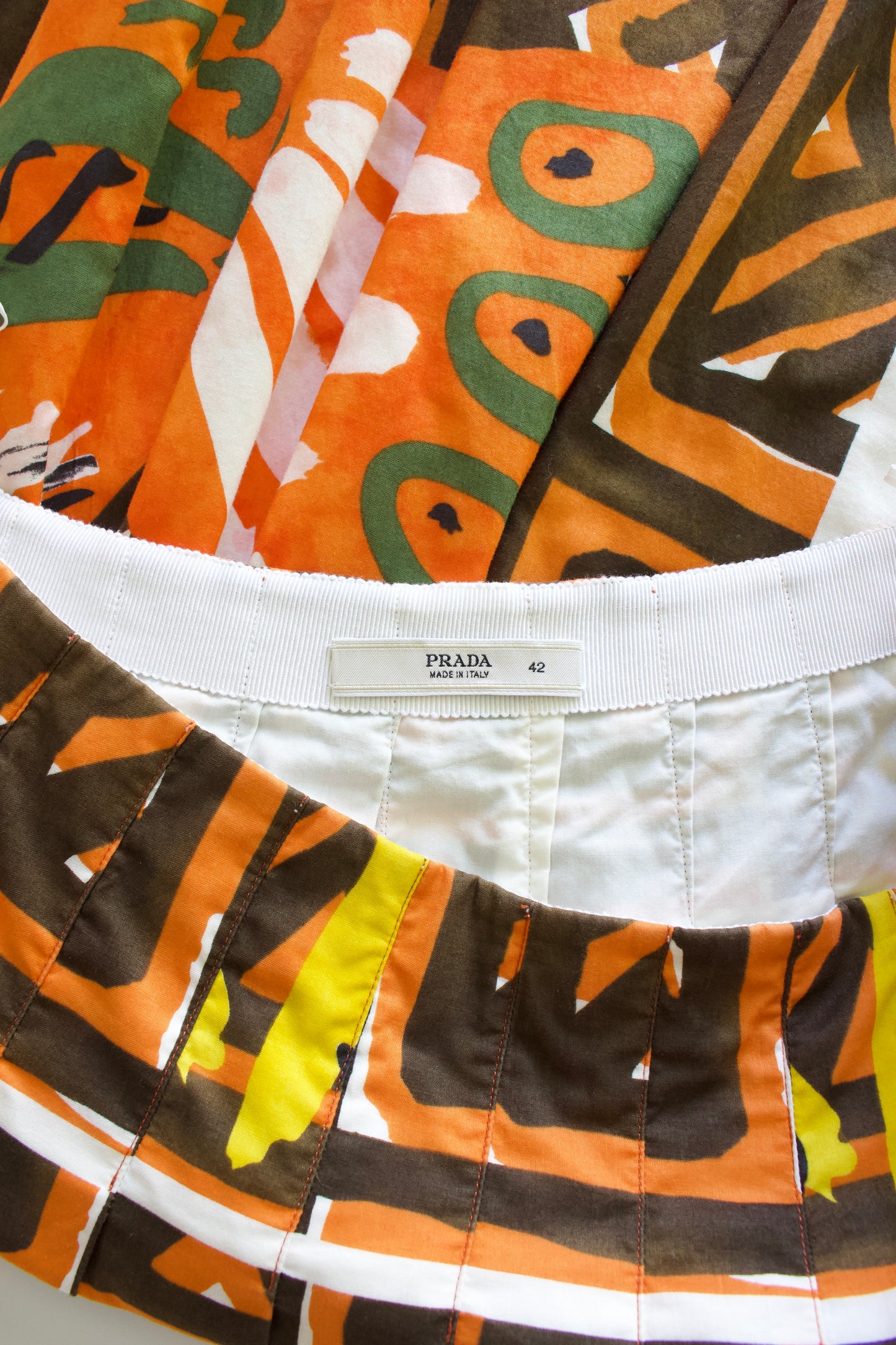 Prada SS 2004 patterned A-line skirt