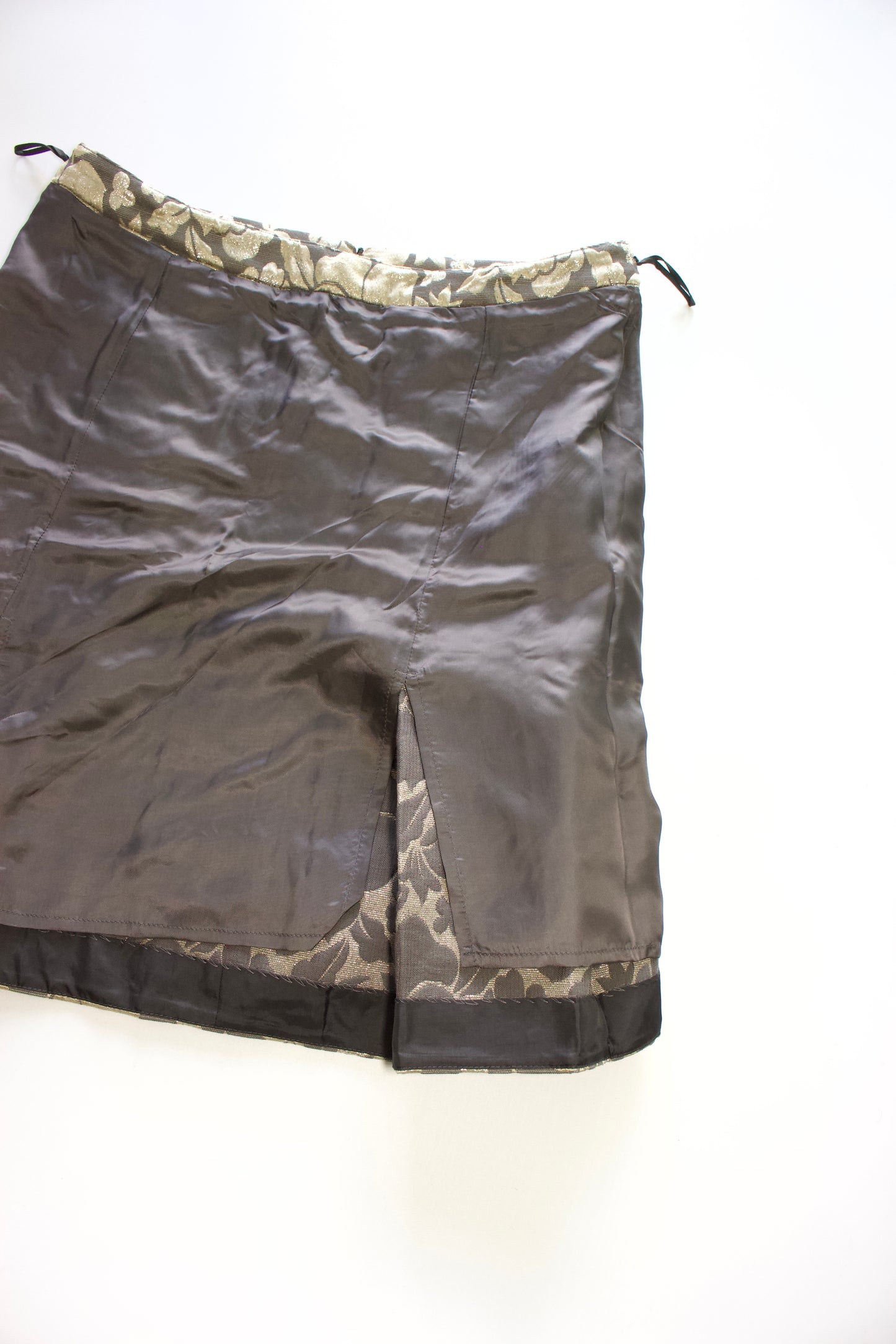 Miu Miu FW 2004 silver brocade skirt