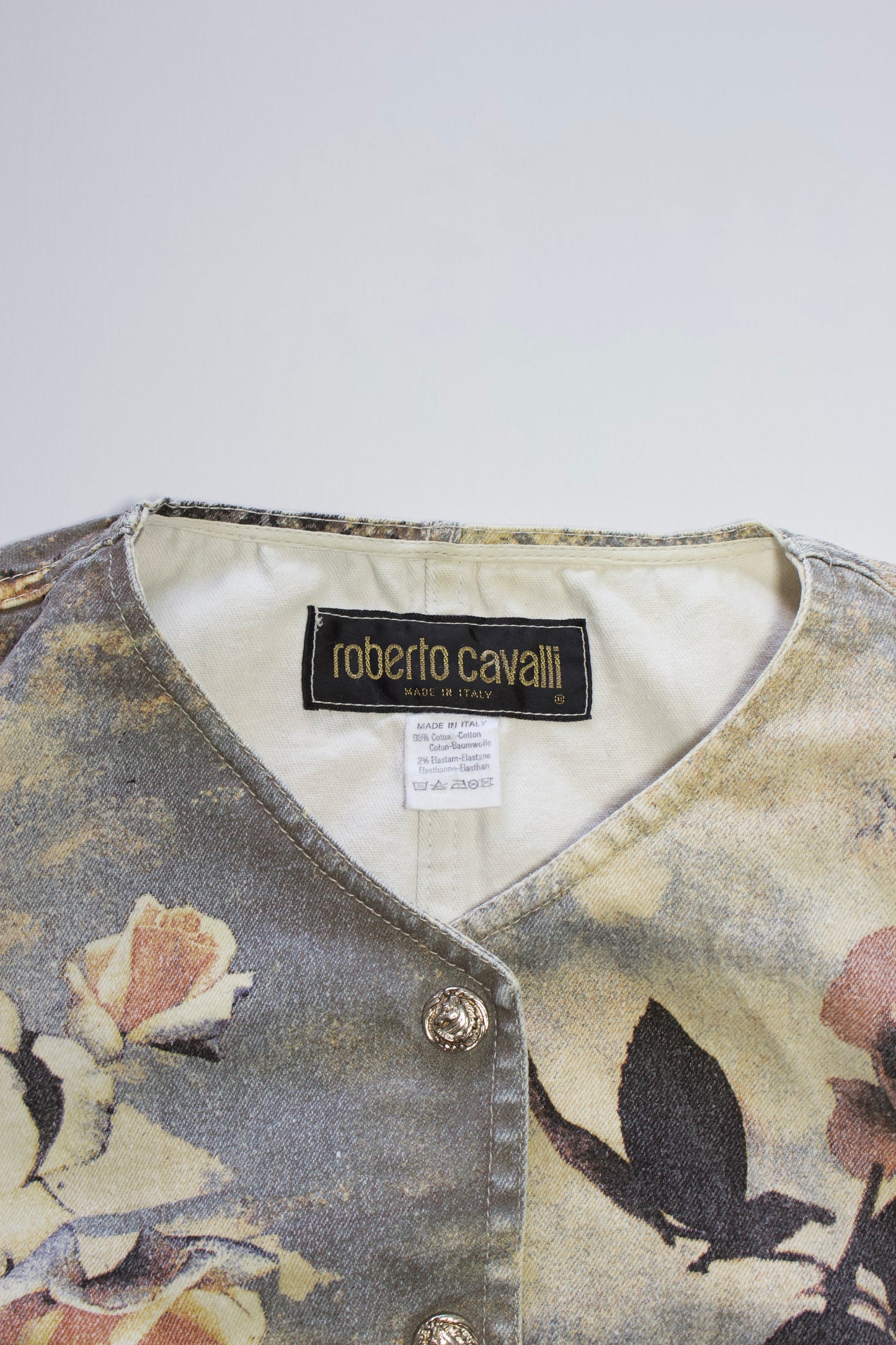 Roberto Cavalli FW 1994 Renaissance denim vest