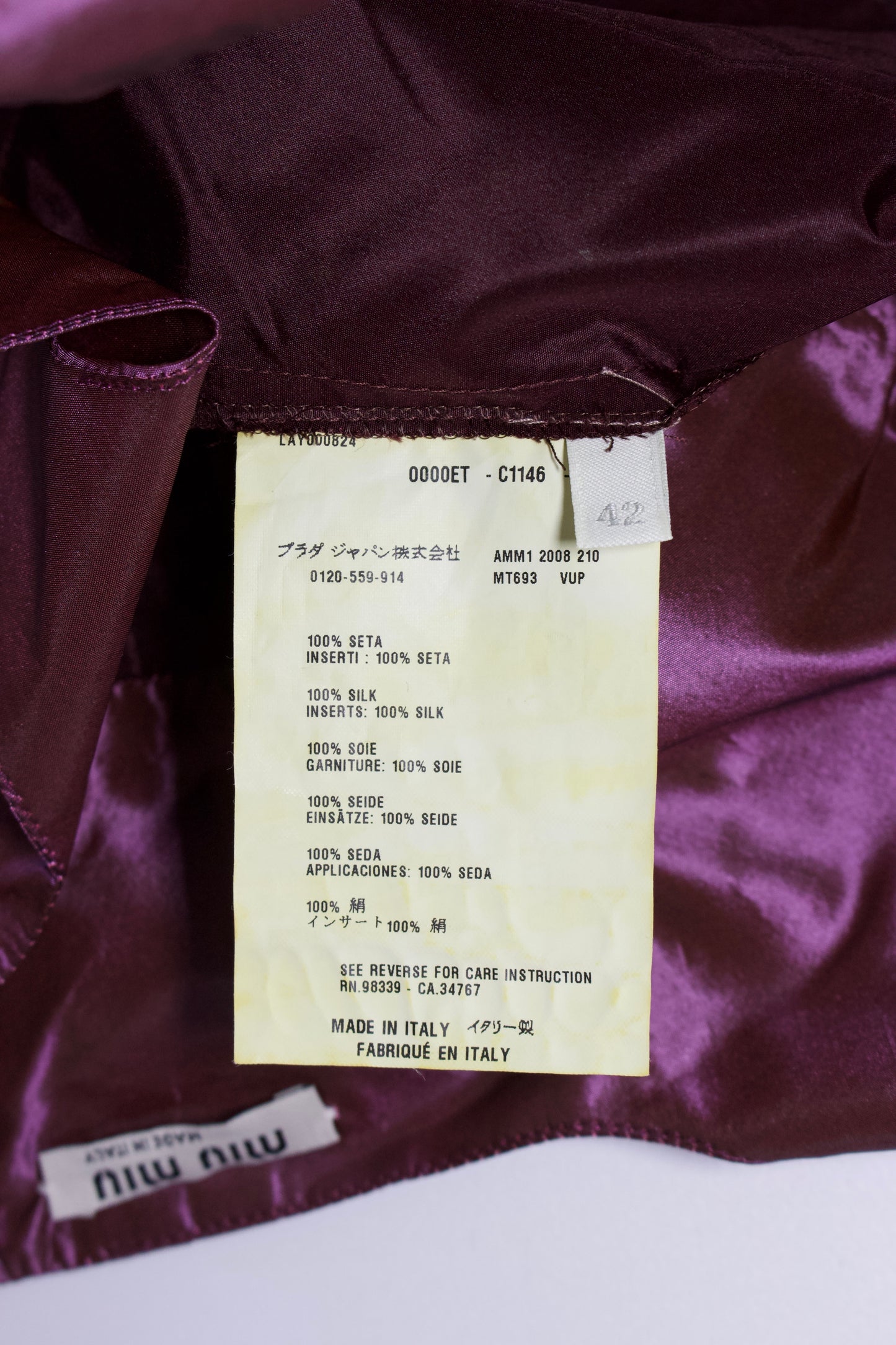 Miu Miu SS 2008 purple silk top