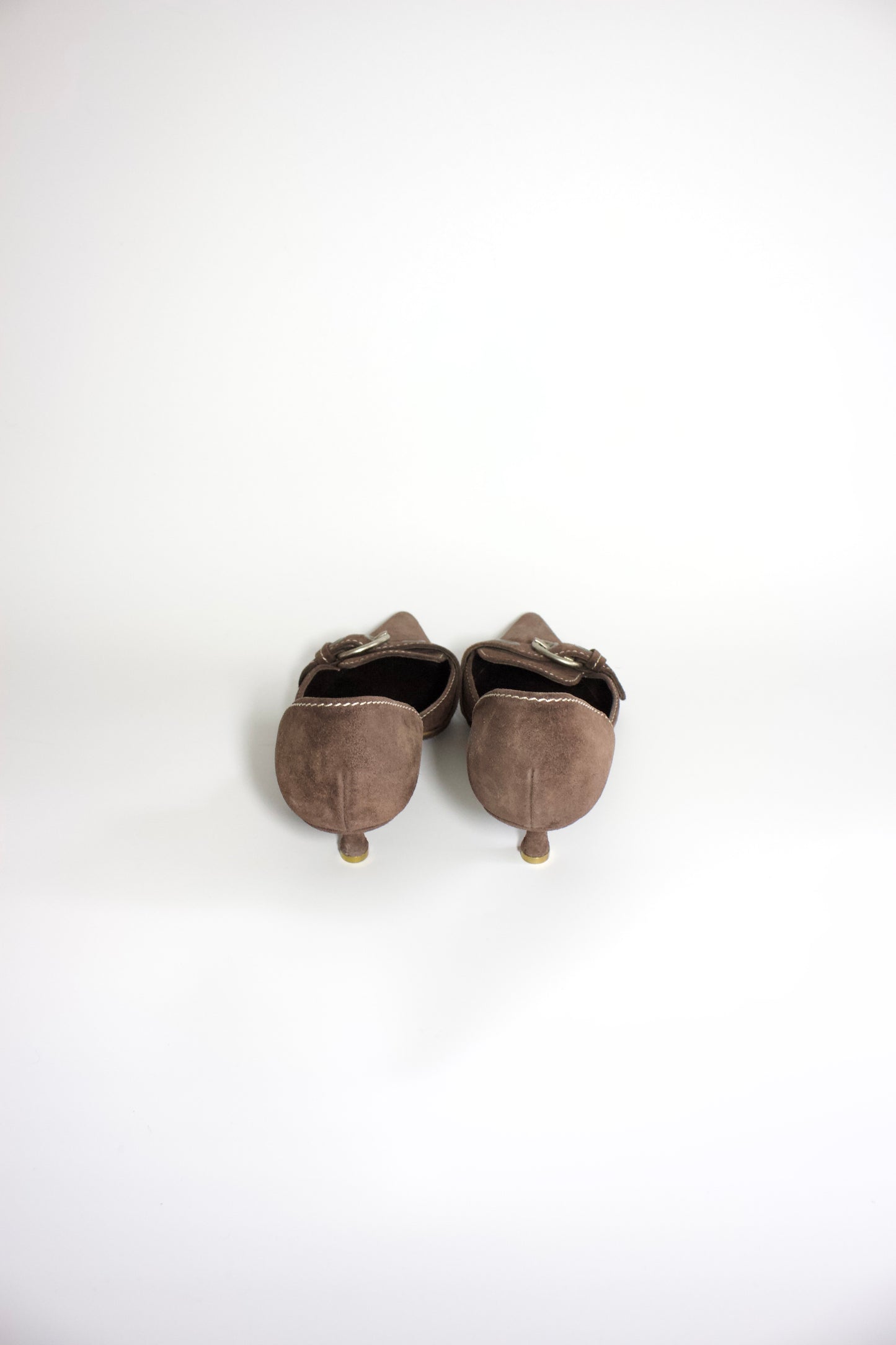 Prada SS 2002 brown suede kitten heels